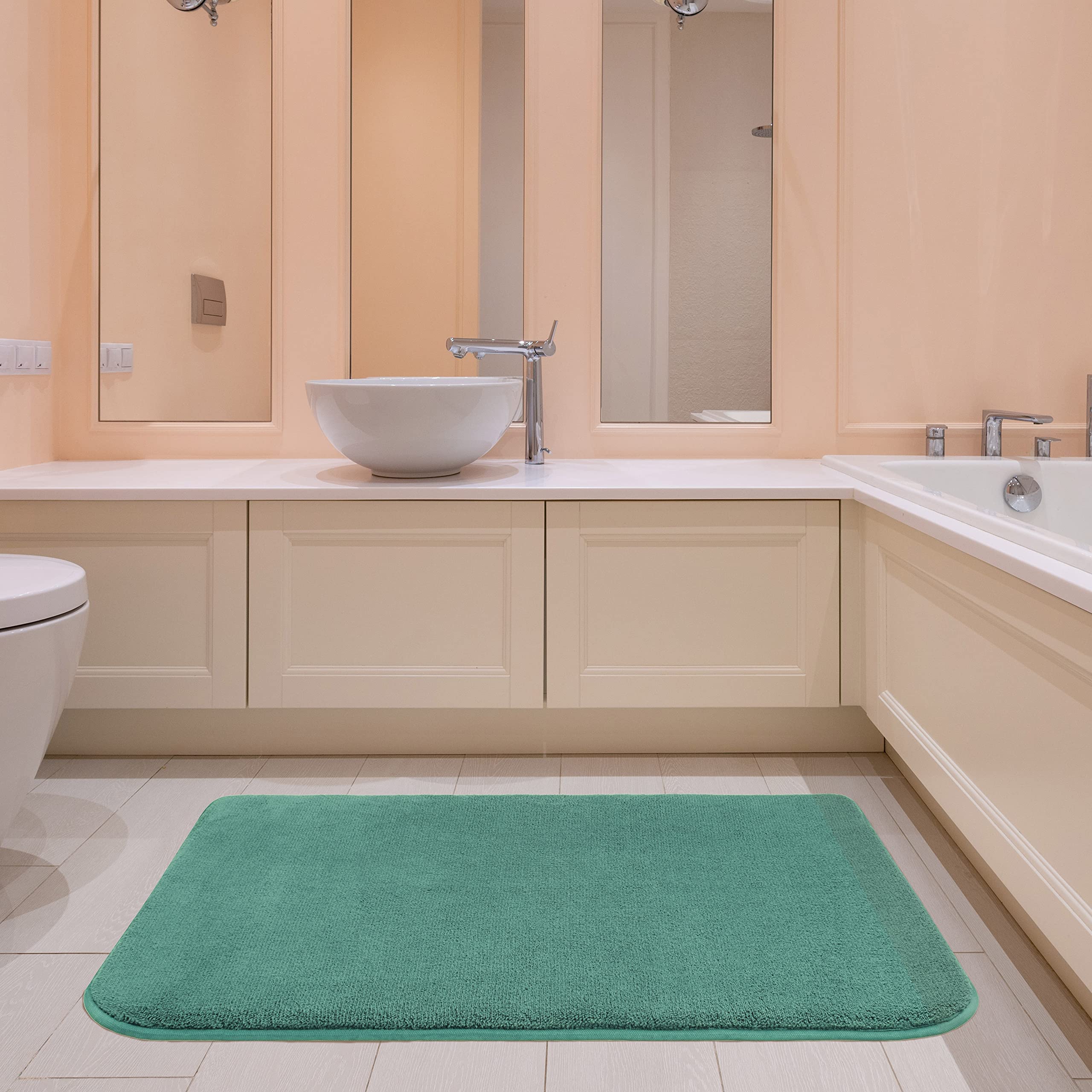 American Soft Linen Bath Rug, 21 In 32 In Fluffy Foamed Non Slip Bath Rugs For Bathroom, Bath Rugs Washable, Area Bath Mat Rugs,