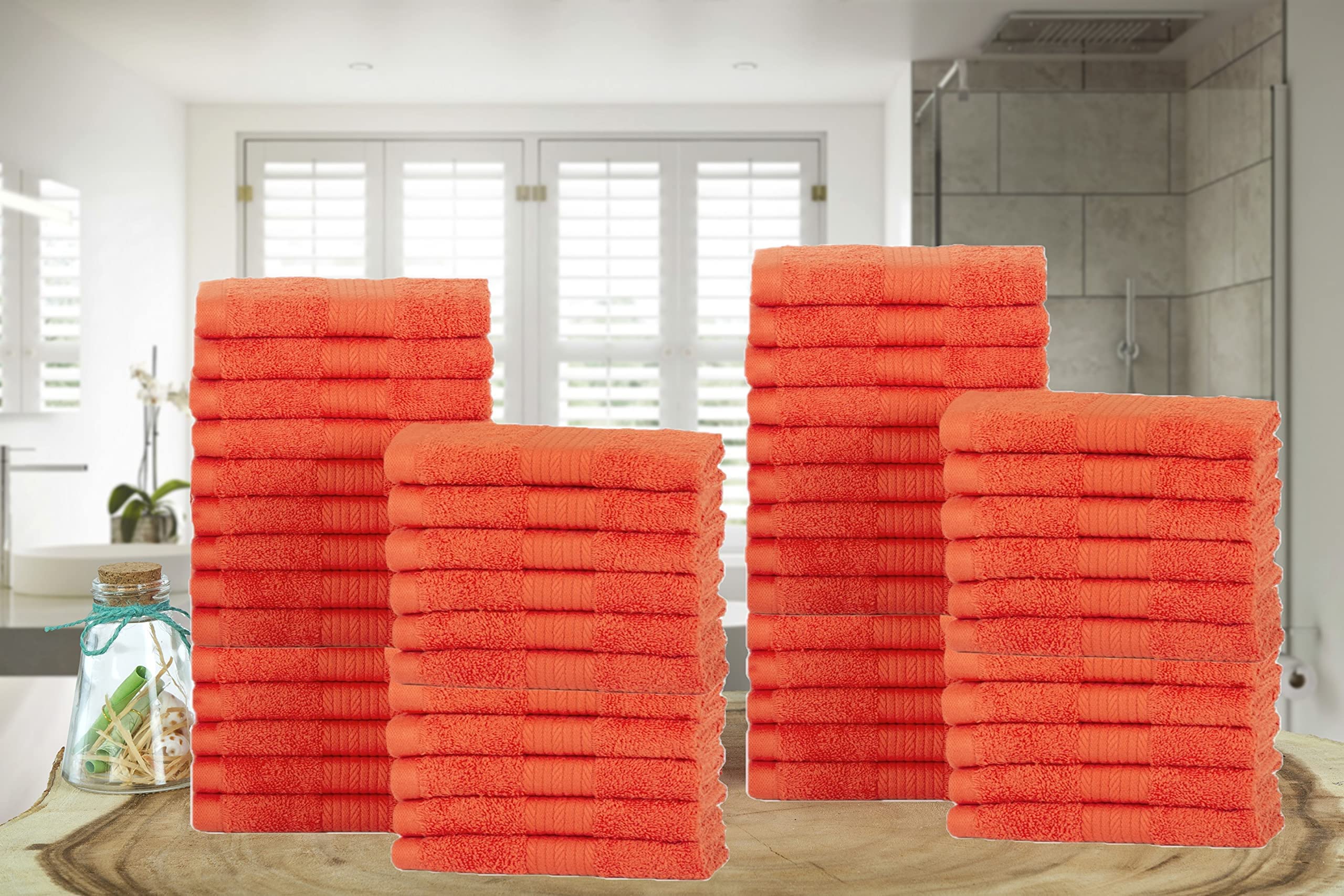 Ample Decor Wash Cloths Pack Of 50 12 X 12 Inch 100% Cotton 600 Gsm, Soft Absorbent, Machine Washable Face Towels, Reusable Fing