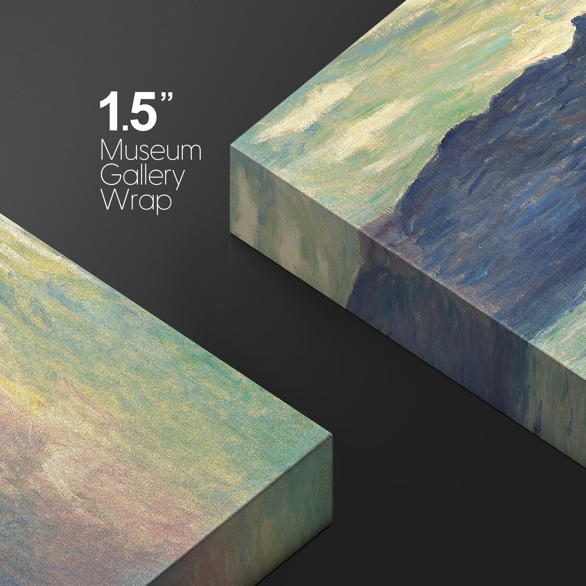 Wall26 The Cliff, Etretat, Sunset By Claude Monet - Canvas Print Wall Art Famous Painting Reproduction - 32'' X 48''