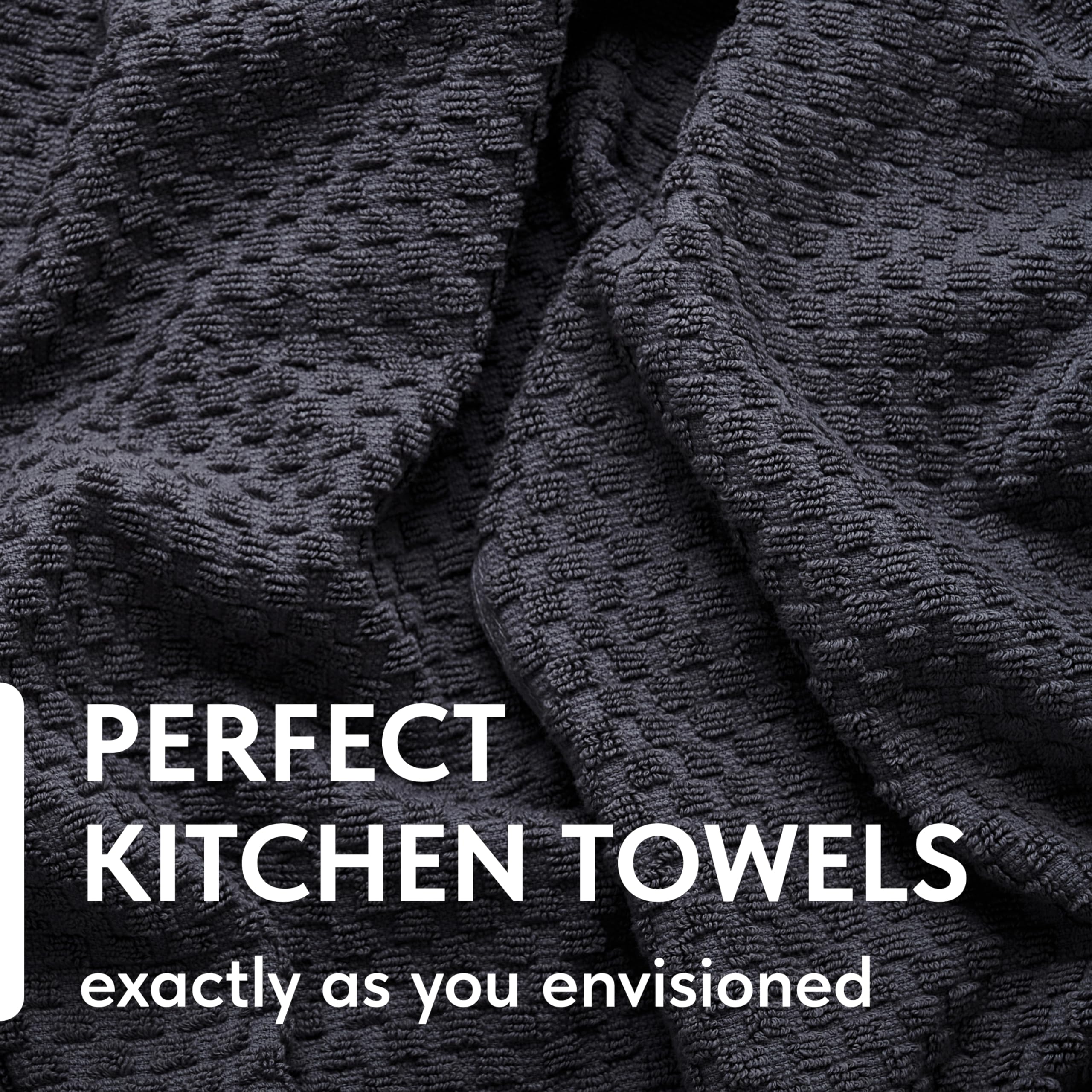 Super Absorbent Kitchen Towels 12 Pack - Premium 100% Cotton Kitchen Towels, 450Gsm Thick Machine Washable Gray Dish Towels For