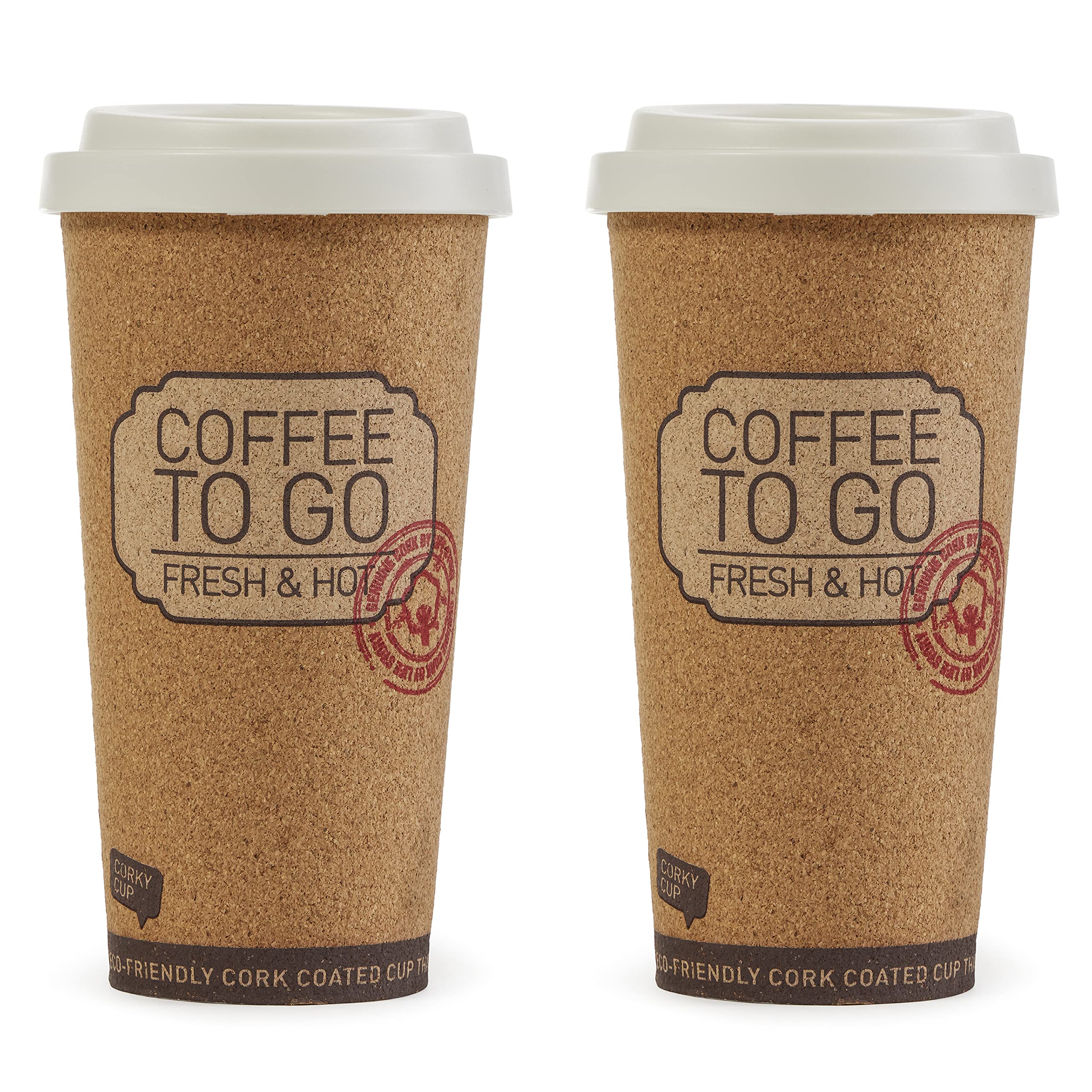 Life Story Corky Cup Reusable 16 Oz Insulated Travel Mug Coffee Thermos (2 Pack)