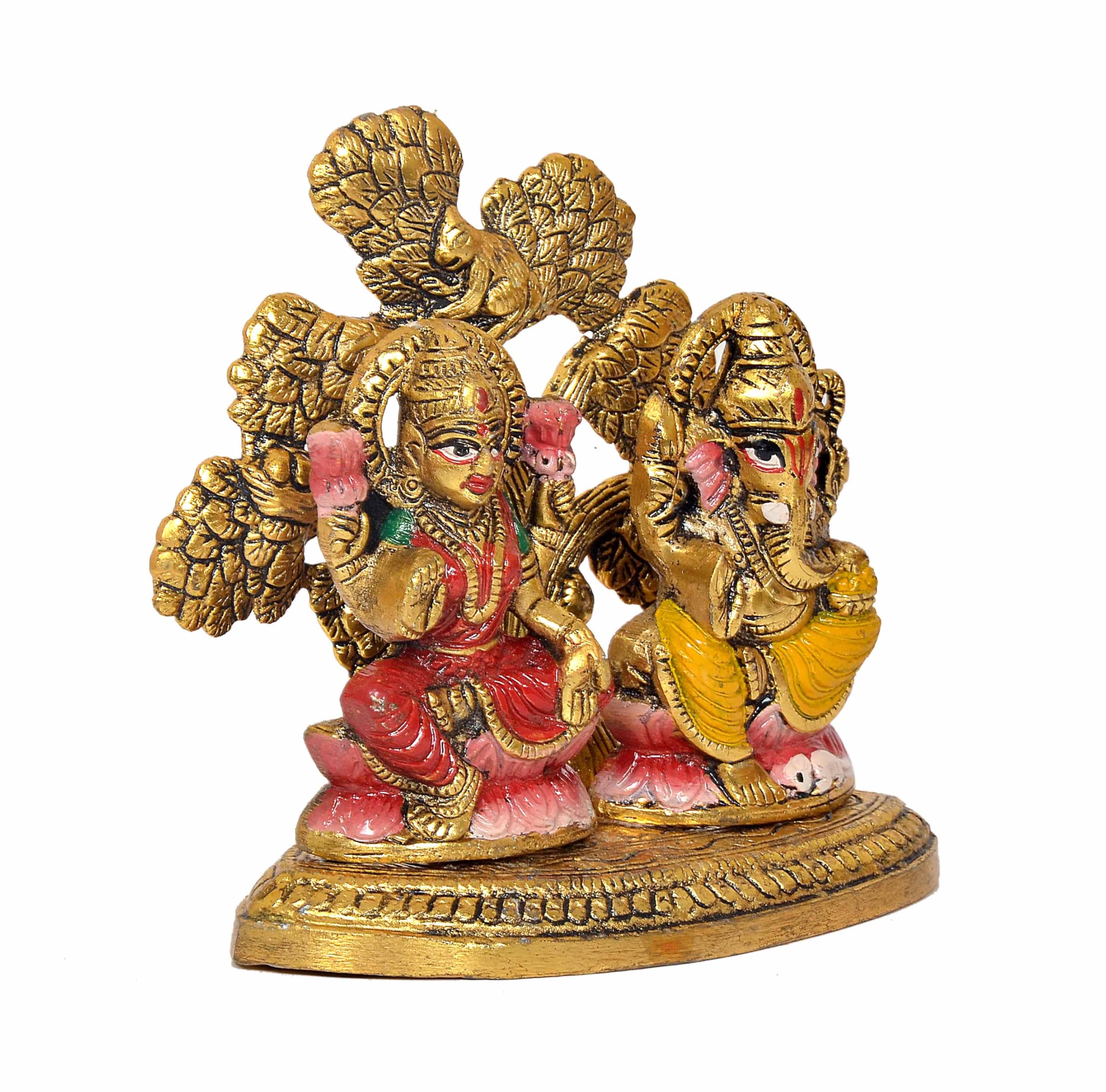 Dattatreya Metal Laxmi Ganesh Statue Goddess Lakshmi And Lord Ganesha Idol For Home Decor And Pooja - Hindu Deities Figurine (He