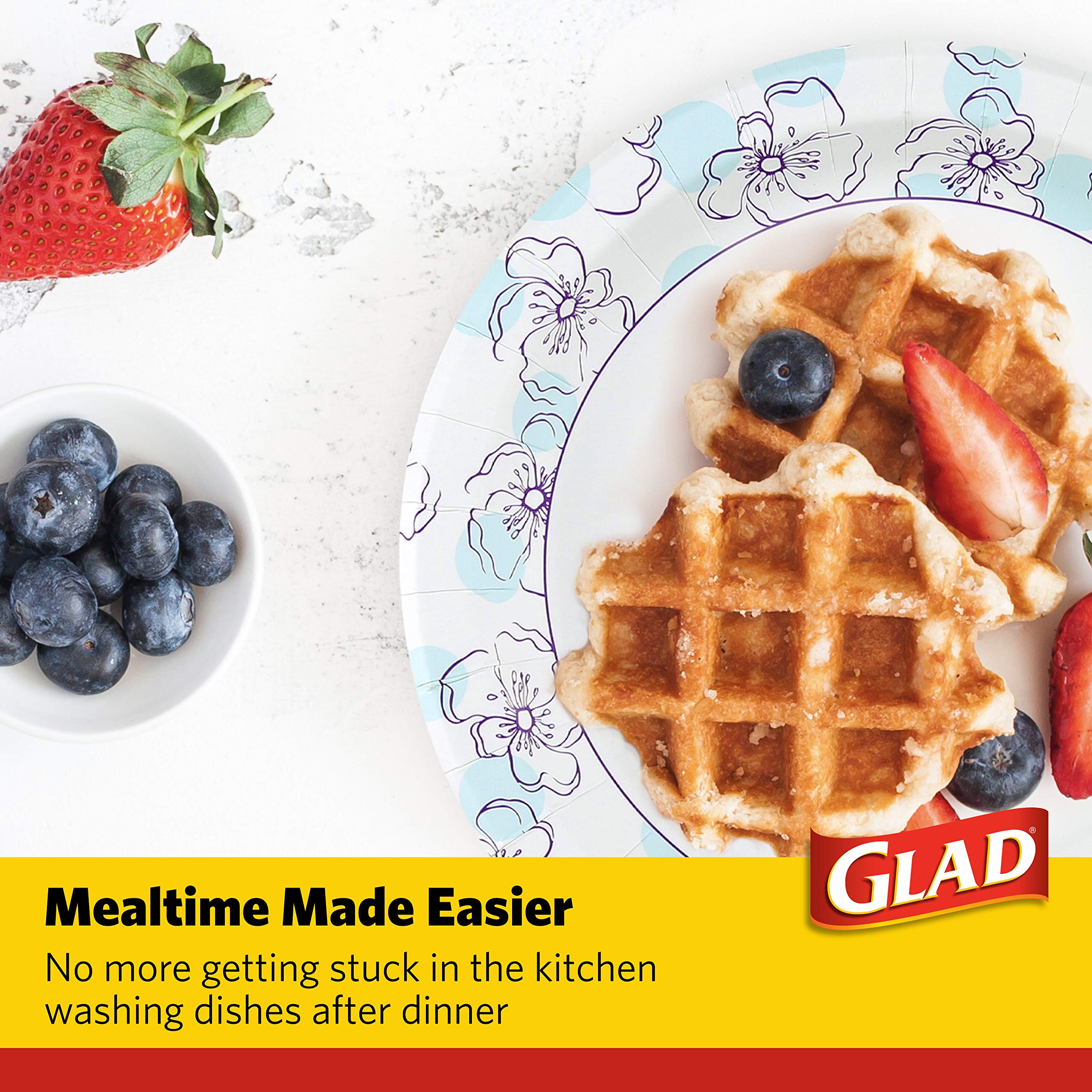 Glad 10 Inch Round Paper Plates 50 Count - Heavy Duty Round Disposable Plates For Parties - Sturdy, Soak Proof, Microwave Safe P