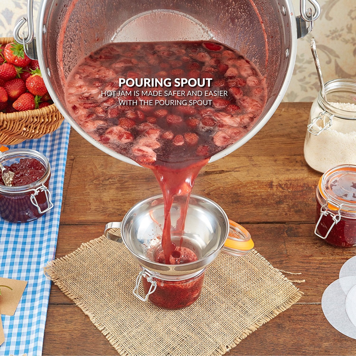 Jam Making Maslin Pan Stainless Steel Preserve Pot & Handle Bucket,Camping Pan (4.5L-4.5Qt)