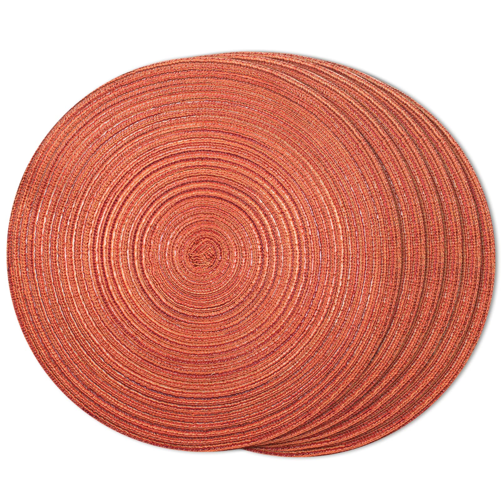 Funwheat Round Braided Placemats Set Of 6 Place Mats For Dining Tables Woven Heat Resistant Table Mats 15 Inch For Halloween(Ora