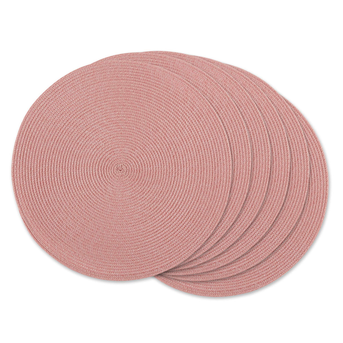 Dii Classic Woven Tabletop Collection, Indoor/Outdoor Placemat Set, Round, 15'' Diameter, Pink Sorbet, 6 Piece