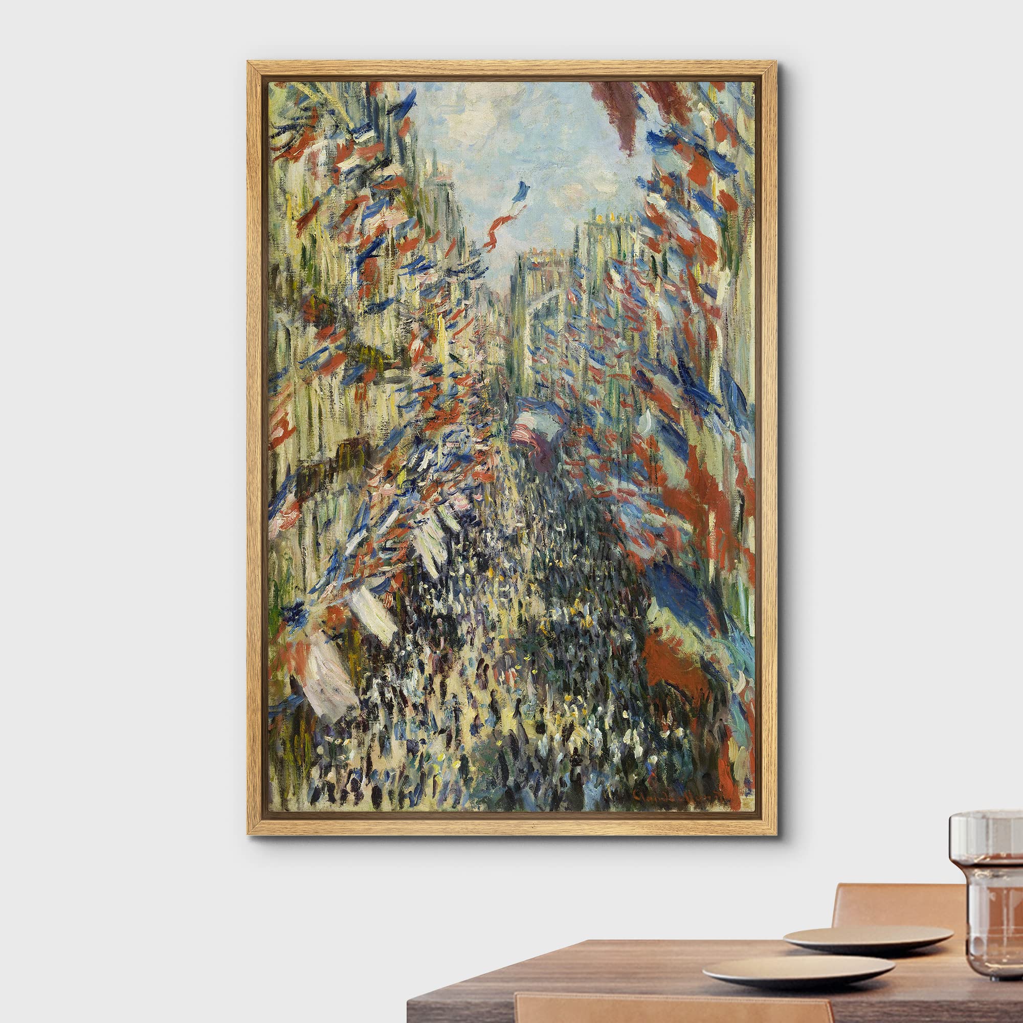 Wall26 Framed Canvas Print Wall Art The Rue Montorgueil In Paris By Claude Monet Historic Cultural Illustrations Impressionism S