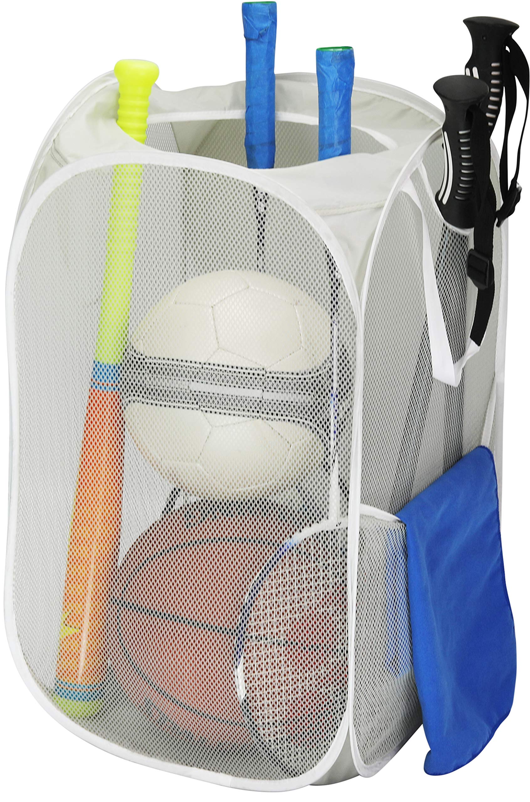 Simple Houseware Mesh Pop-Up Laundry Hamper Basket With Side Pocket, Gray - 2 Pack