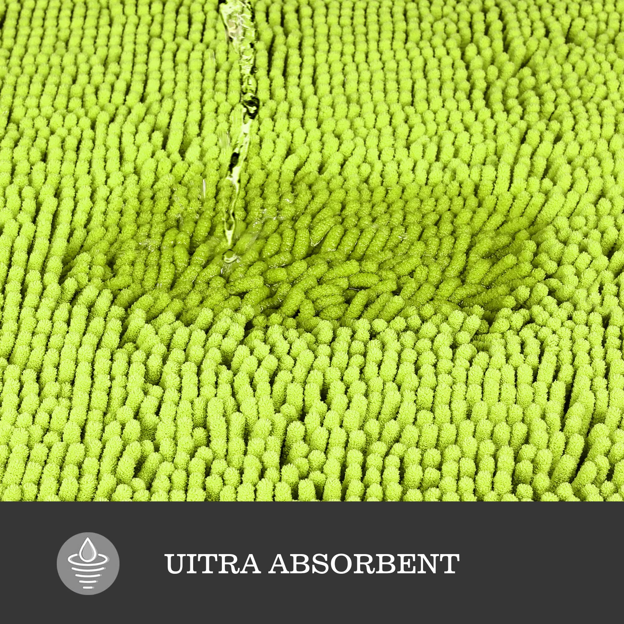 Yeaban Lime Green Bathroom Rugs Sets 2 Piece - Thick Chenille Bath Mats | Absorbent And Washable Bath Rug Non-Slip, Plush And So