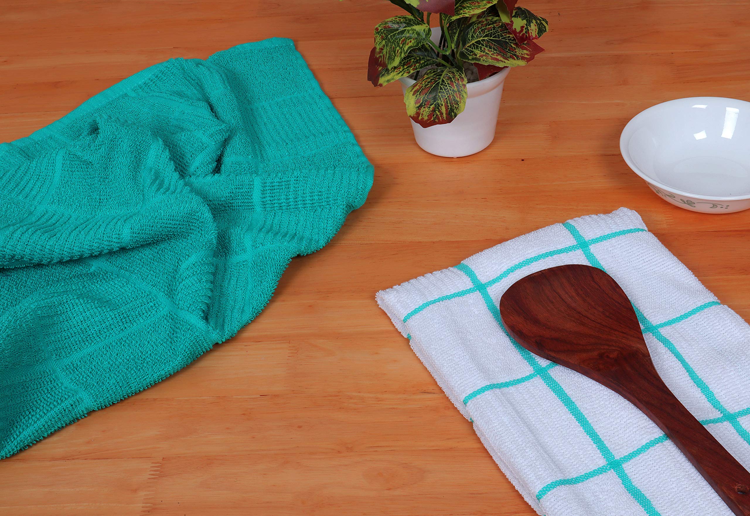 Amour Infini Kitchen Towels Pack Of 4 Absorbent, Quick Drying Premium Terry Cotton Dish Towel With Hanging Loop 16X28 Inch Hand