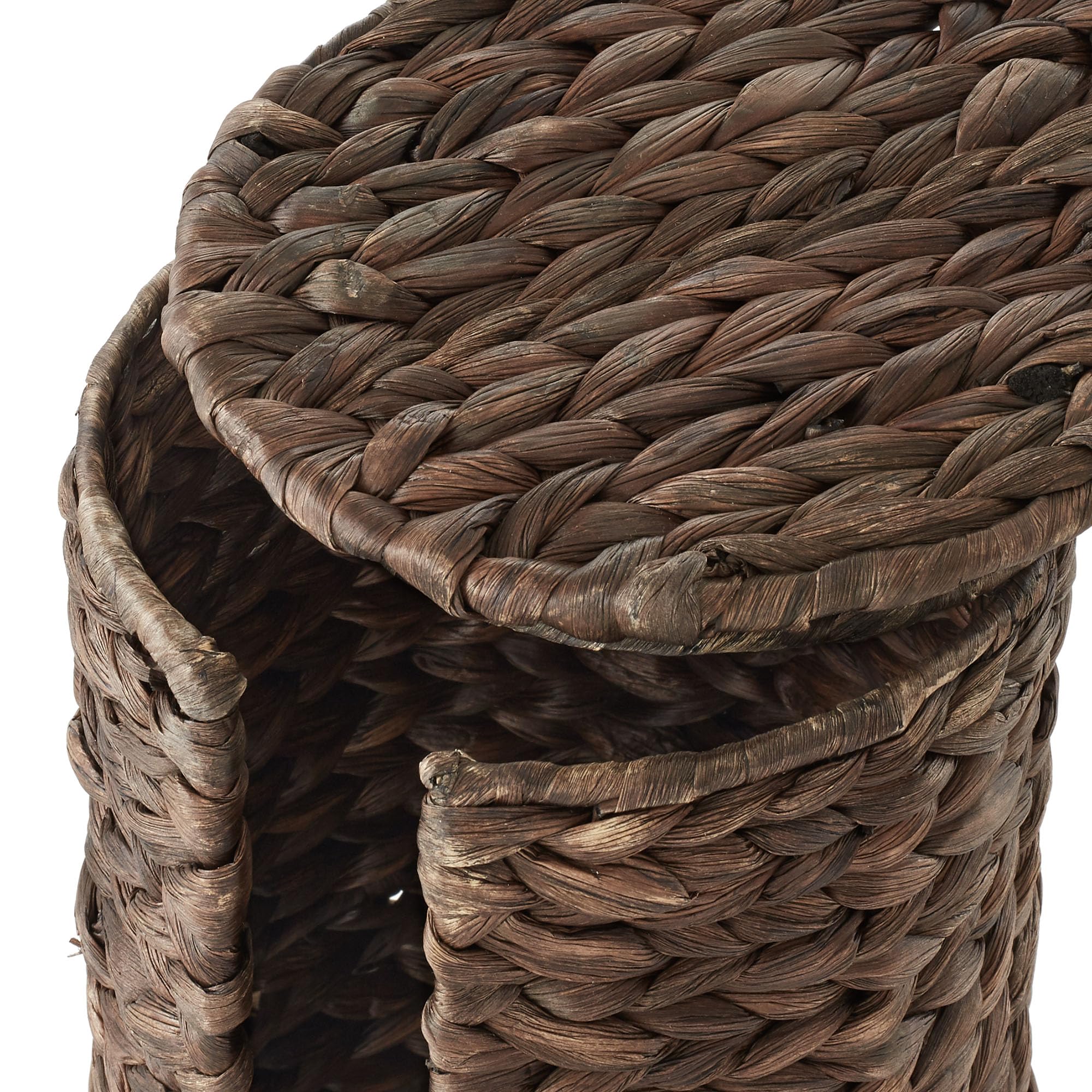 Casafield Free Standing Toilet Paper Storage Roll Holder with Lid - Espresso, Fits 3 Rolls, Water Hyacinth Bath Tissue Organizer