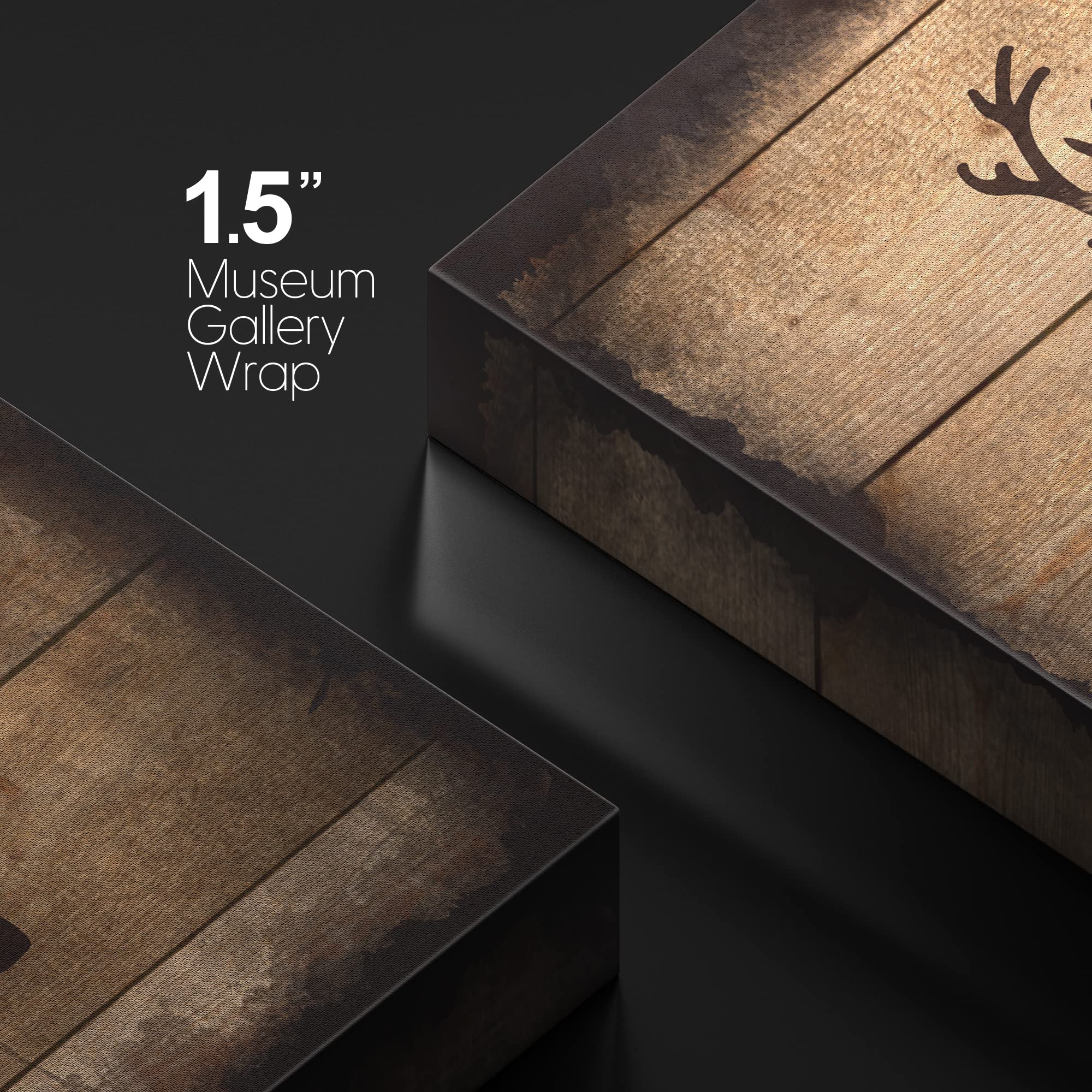 wall26 Square Canvas Wall Art - Deer Silhouette on Rustic Wood - 24x24 inches - Giclee Print - Ready to Hang