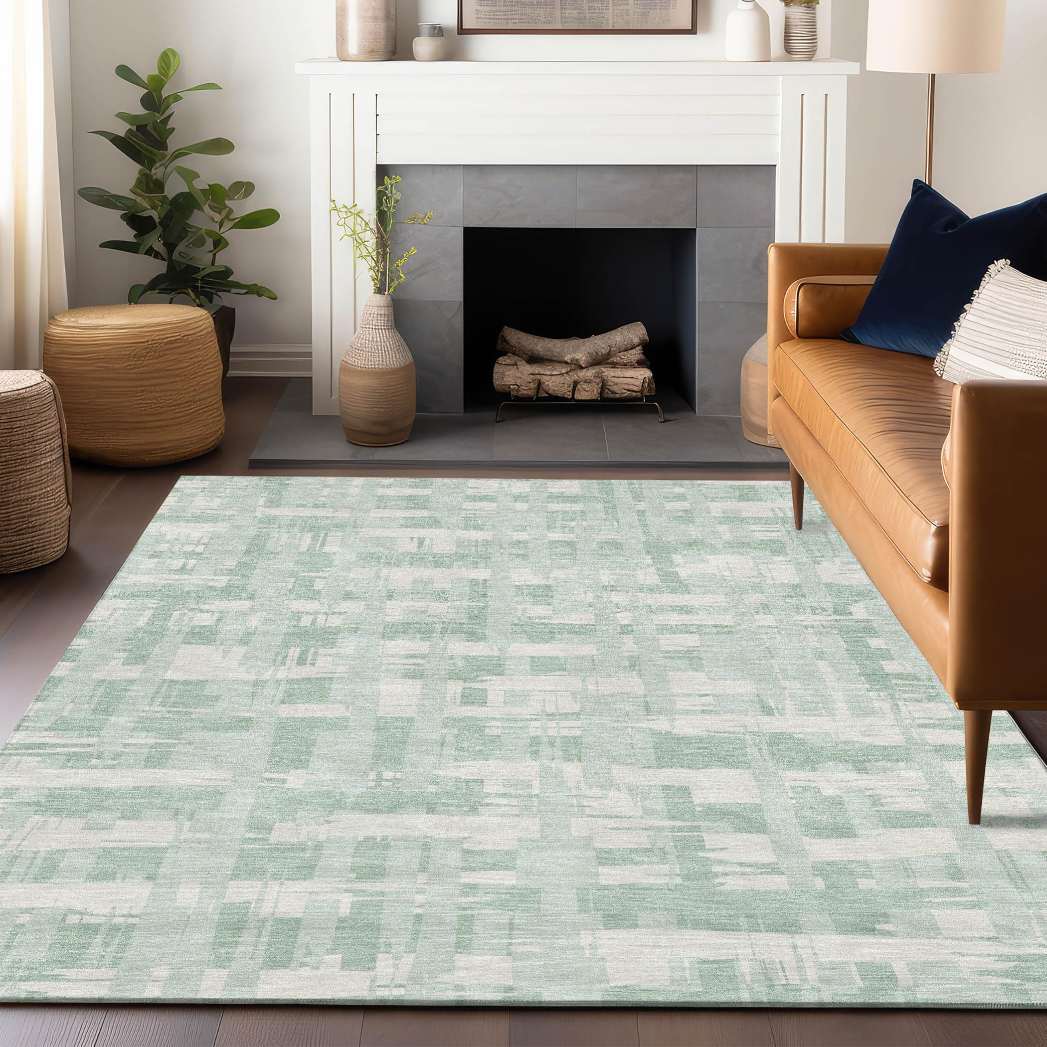 Machine Washable Indoor/Outdoor Chantille Mint 3 x 5 Rug