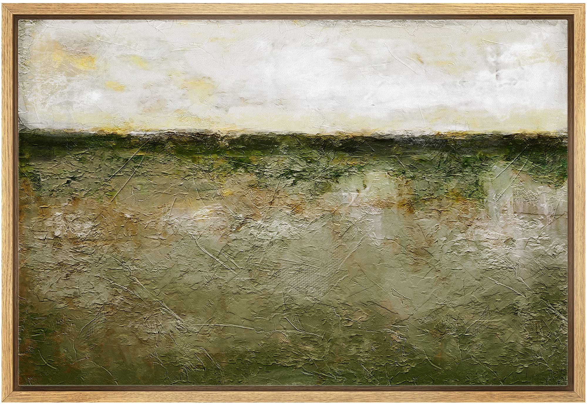 Wall26 Framed Canvas Print Wall Art Pastel Grunge Minimal Green Valley Landscape Abstract Shapes Illustrations Modern Art Decora