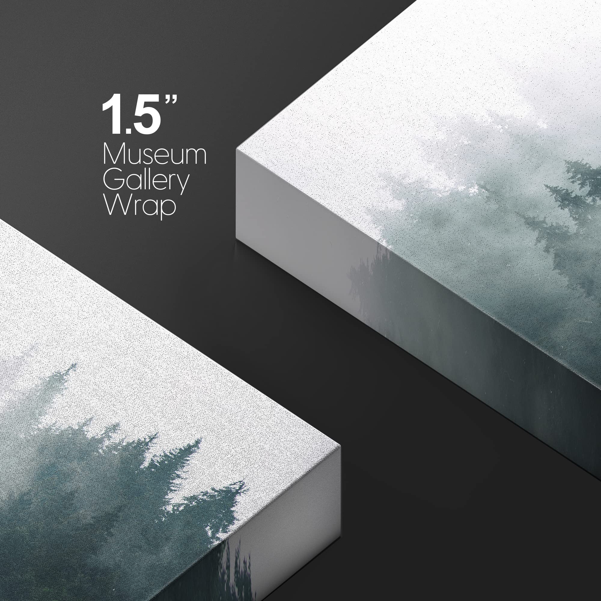 wall26 Canvas Print Wall Art Misty and Fog Over Dark Mountain Forest Wilderness Nature Photography Modern Art Rustic Landscape Colorful for Living Room  Bedroom  Office - 12''x18''