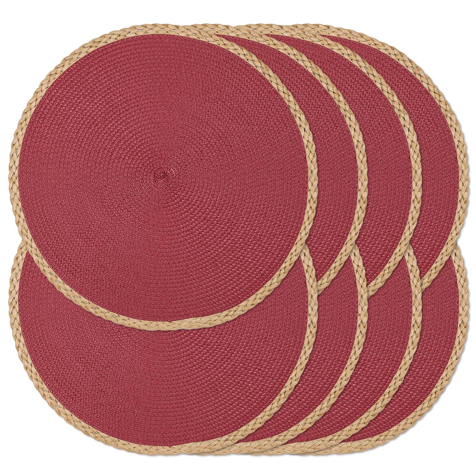 Noctiflorous Round Braided Placemats Set Of 8 Table Mats 15 Inches Washable Heat Resistant For Dining Table Non-Slip Indoor Outd
