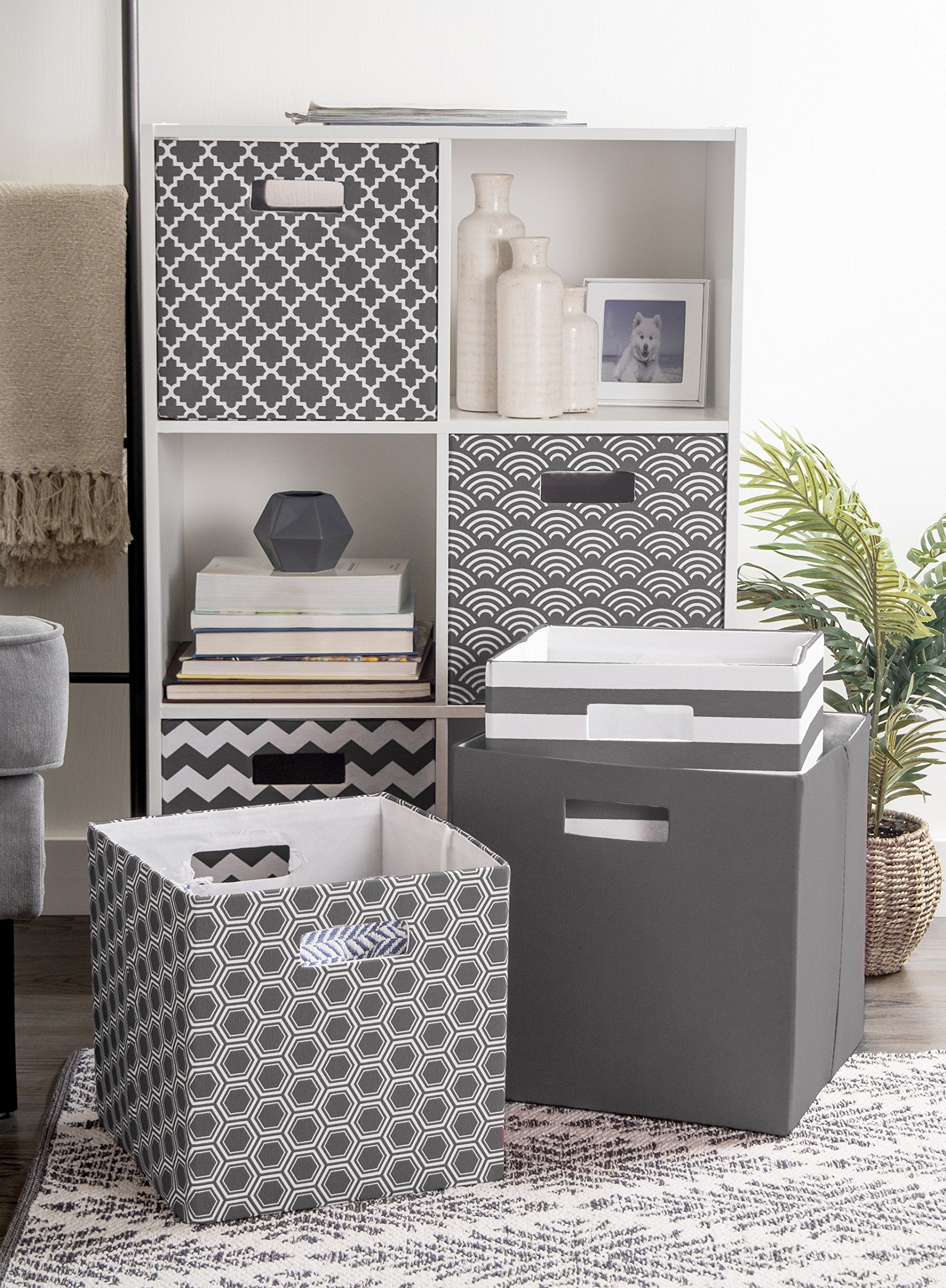 DII Poly-Cube Storage Collection Hard Sided  Collapsible Solid  Large  Gray