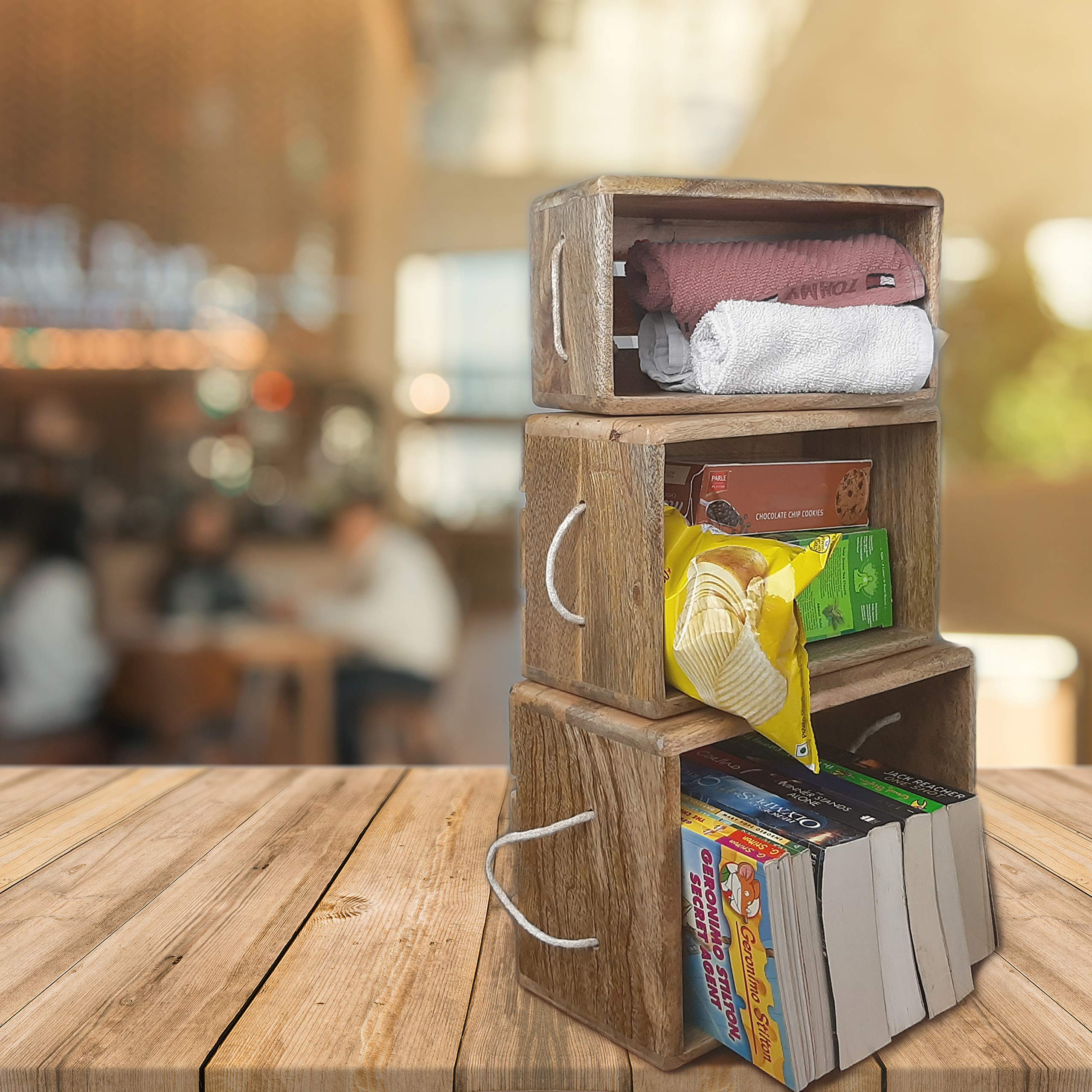 LeSavon Wood Organizer (Brown) - Set of 3