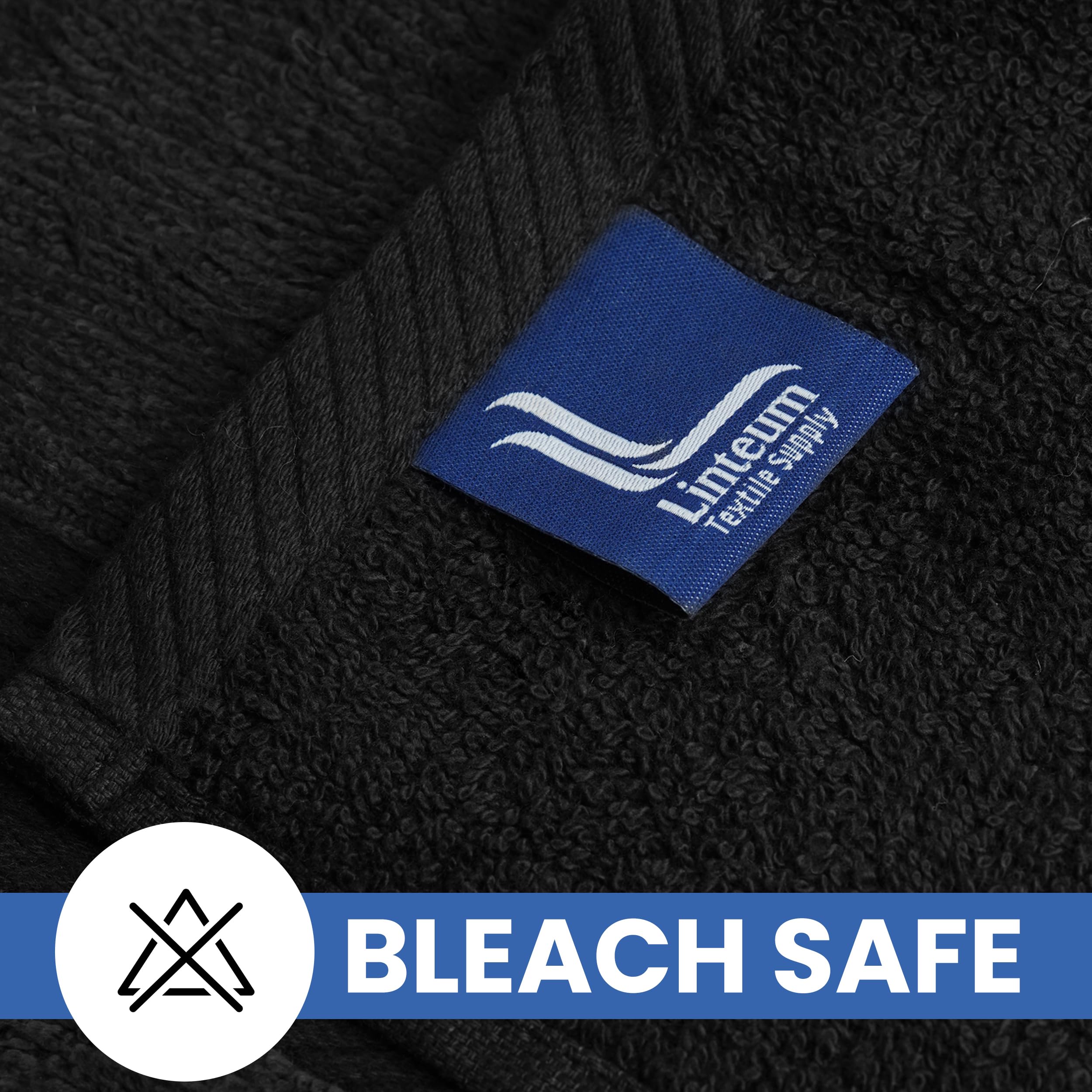 Linteum Textile Bleach Proof Makeup Remover Wash Cloth [Pack of 12/Black] Reusable Bleach Safe Face Towel, 13x13 inches, Extra S