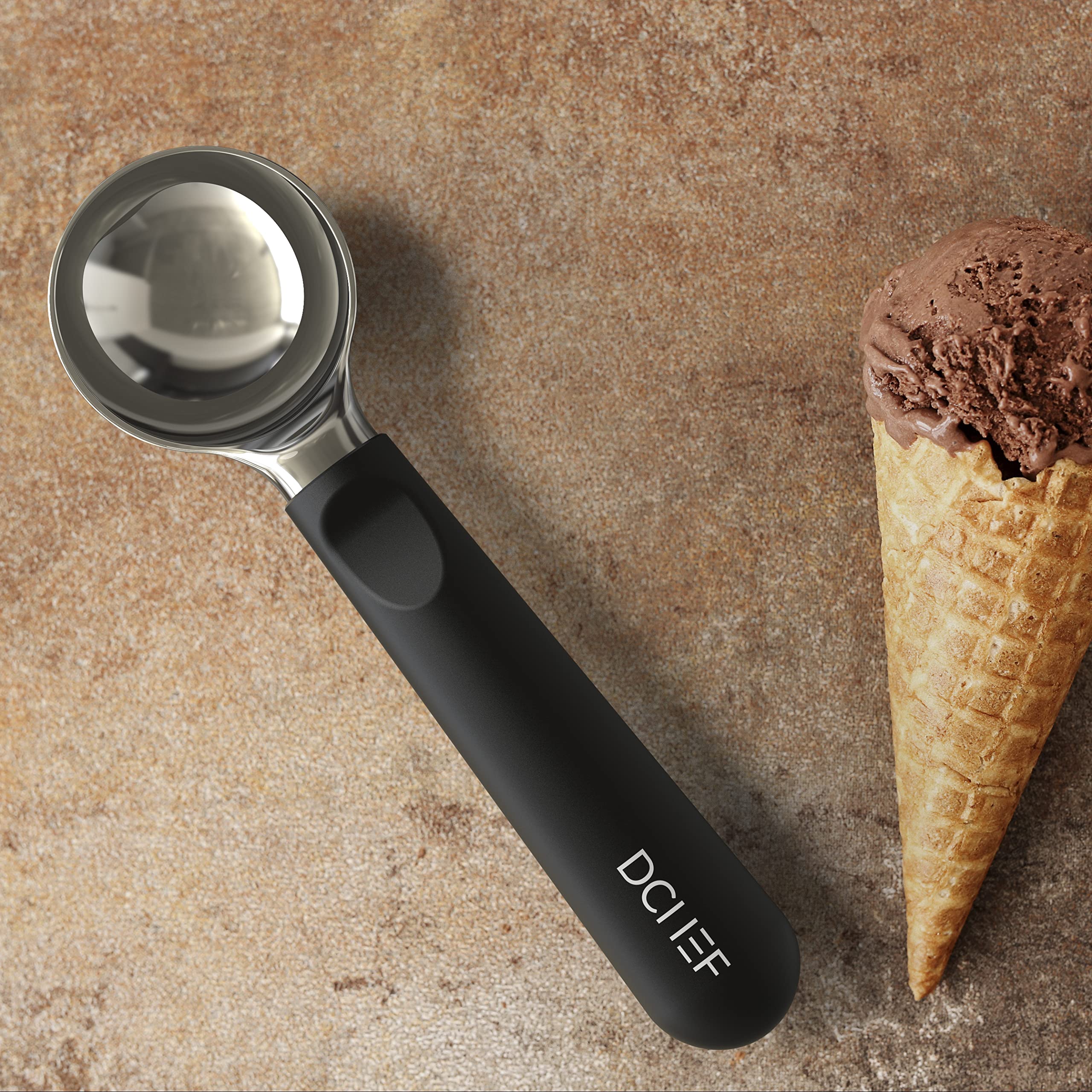 Dailychef Ice Cream Scoop With Comfortable Non-Slip Soft Silicone Grip Handle, Professional Heavy Duty Sturdy Dishwasher Safe Sc