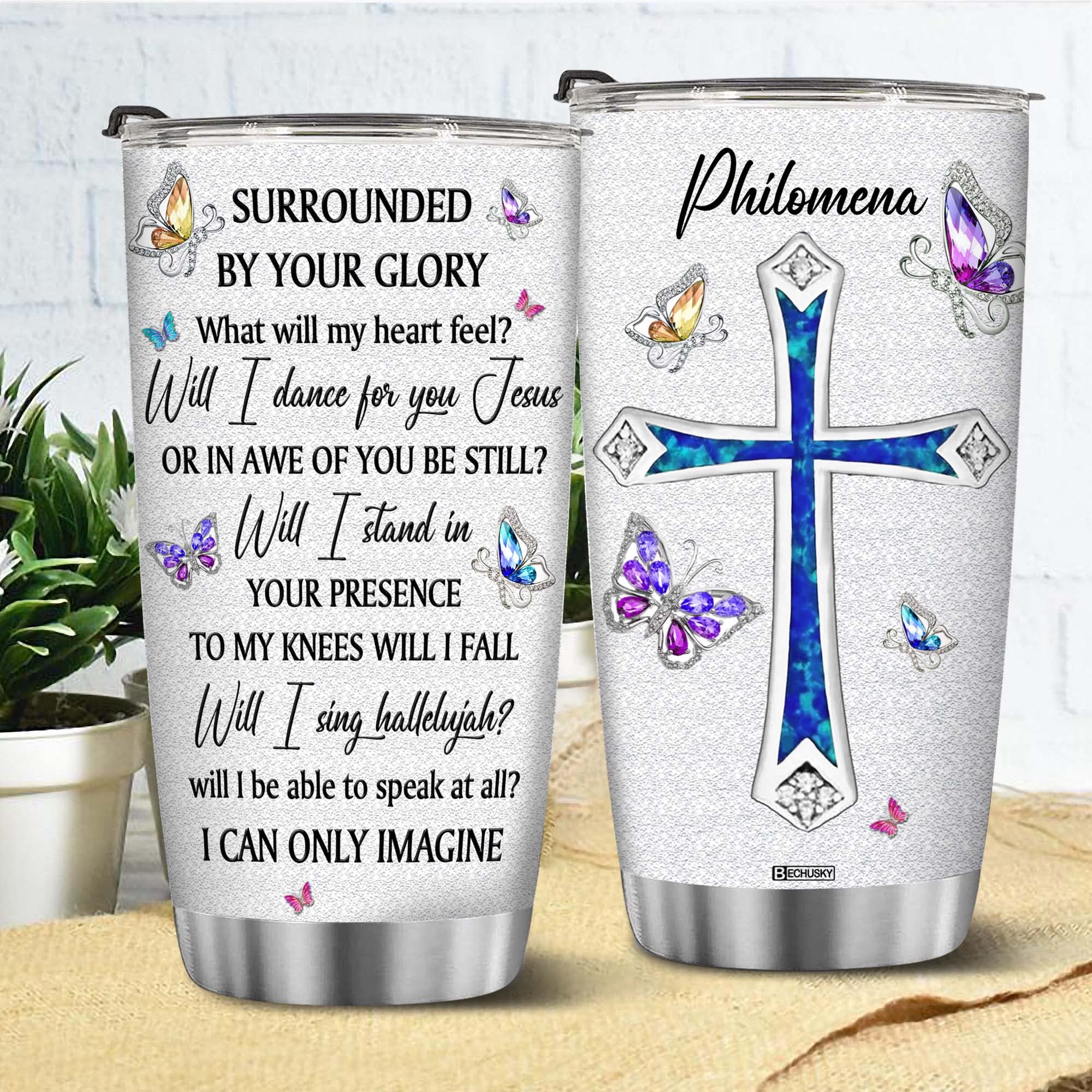 Bechusky Personalized Birthday Gifts For Women Mom Friend Christian Gifts Religious Cross Gifts For Women Cup Bible Faith Gift F