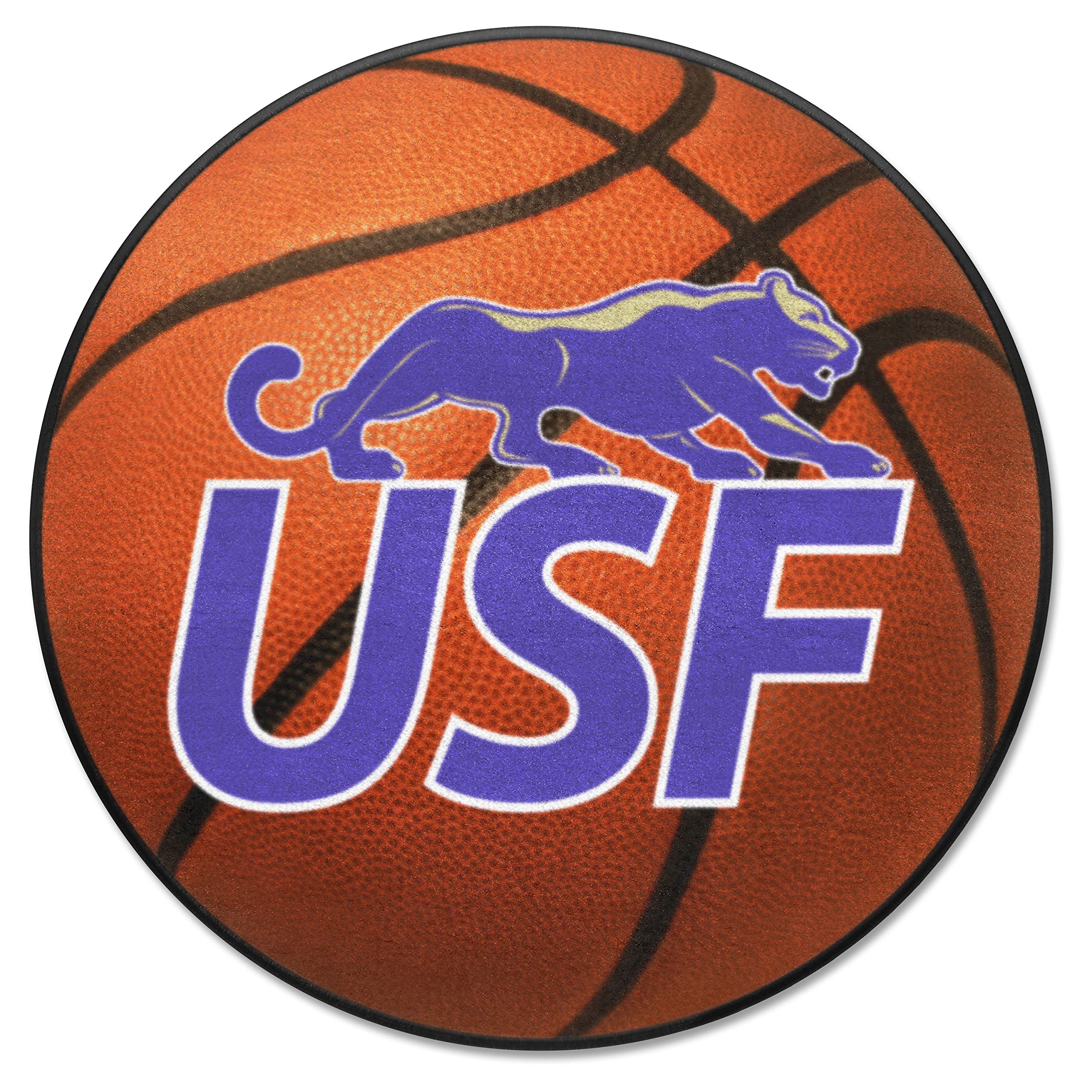 FANMATS 13871 Sioux Falls Cougars Basketball Shaped Rug - 27in. Diameter, Basketball Design, Sports Fan Accent Rug