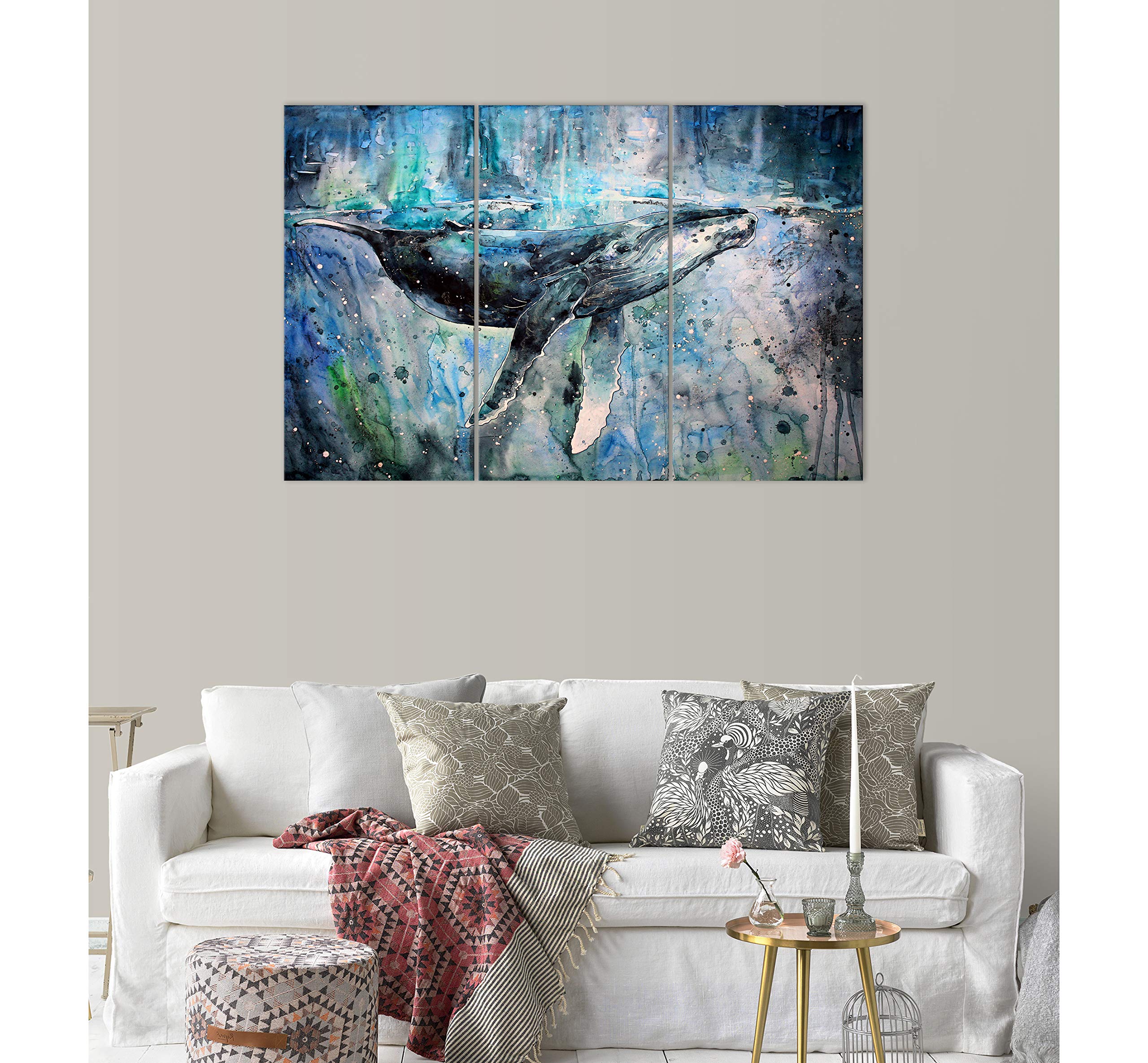 Blue Whale Wall Art Decor Modern Artwork Canvas Painting Prints Pictures Home Decor For Living Room Dining Room Bedroom