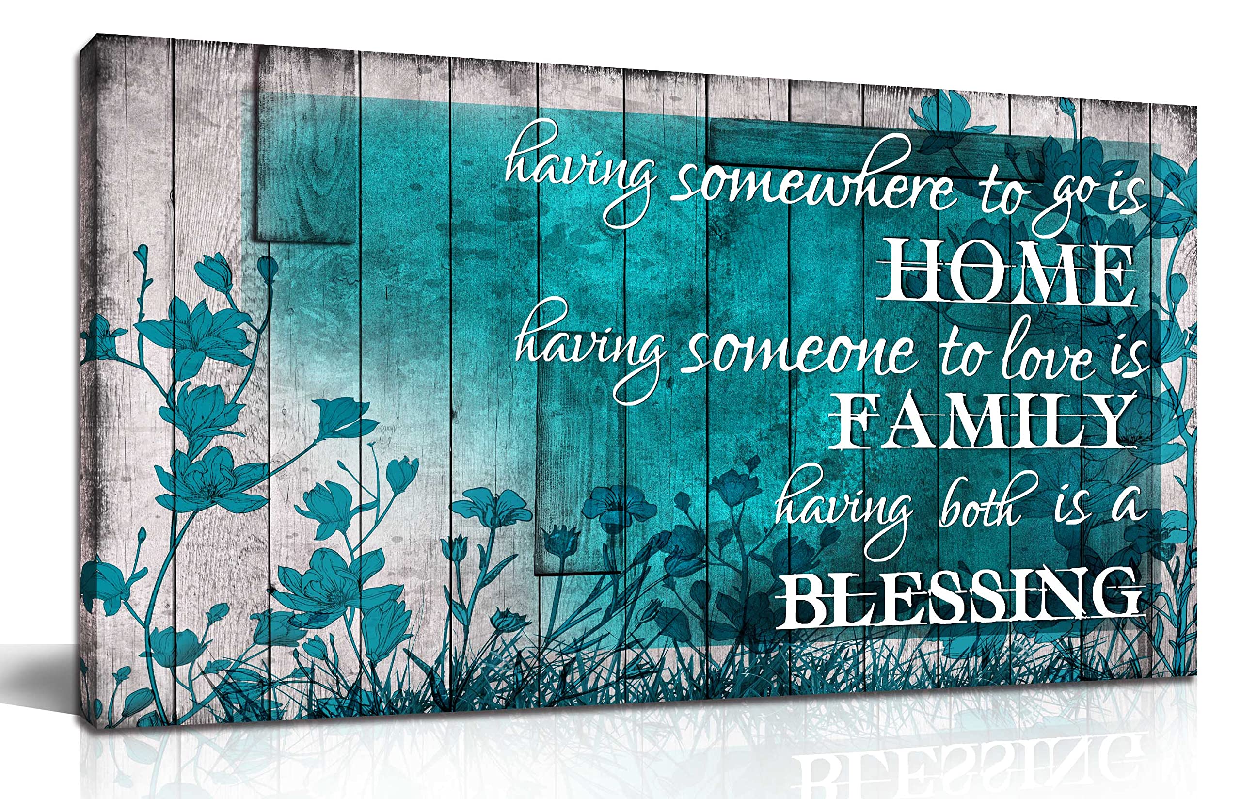 Laotoart Large Inspirational Wall-Art For Living Room - Teal Flower Home Office Decor - Big Motivational Canvas Wall Decor For B
