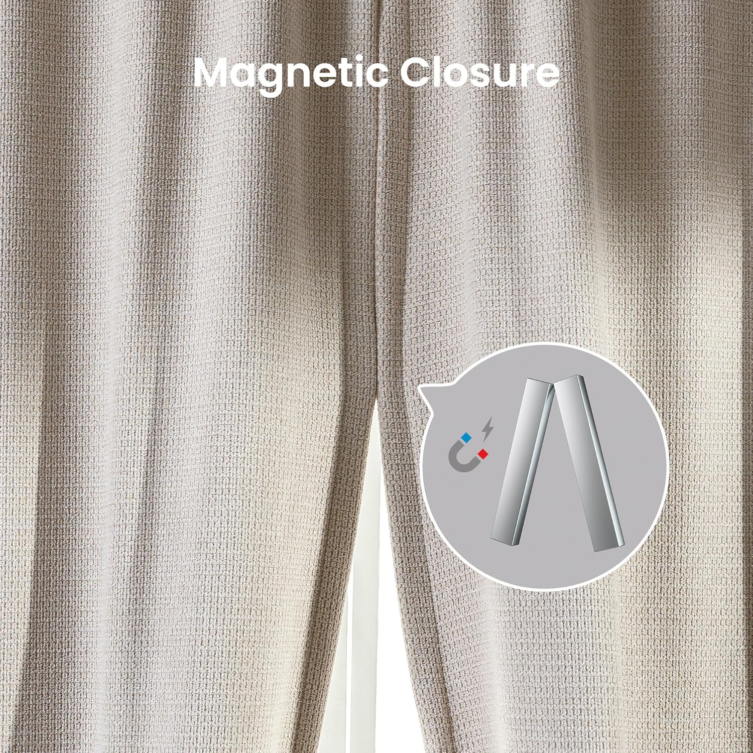 Magnetic Washable Thermal Blackout Curtains for Living Room & Bedroom
