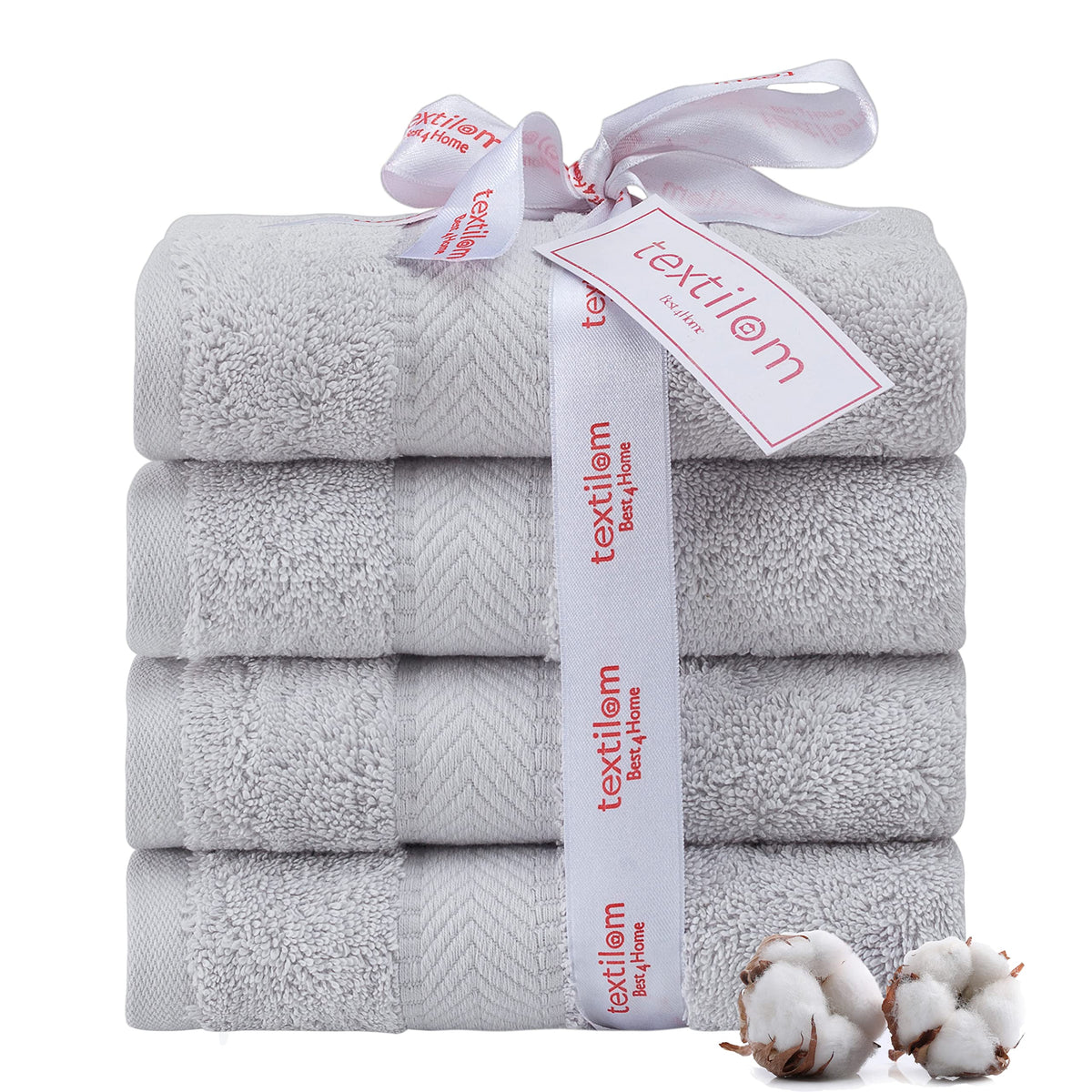 Textilom 100% Turkish Cotton 4 Pcs Hand Towel Set, Luxury Hand Towels For Bathroom, Soft & Absorbent Bathroom Hand Towels Set (
