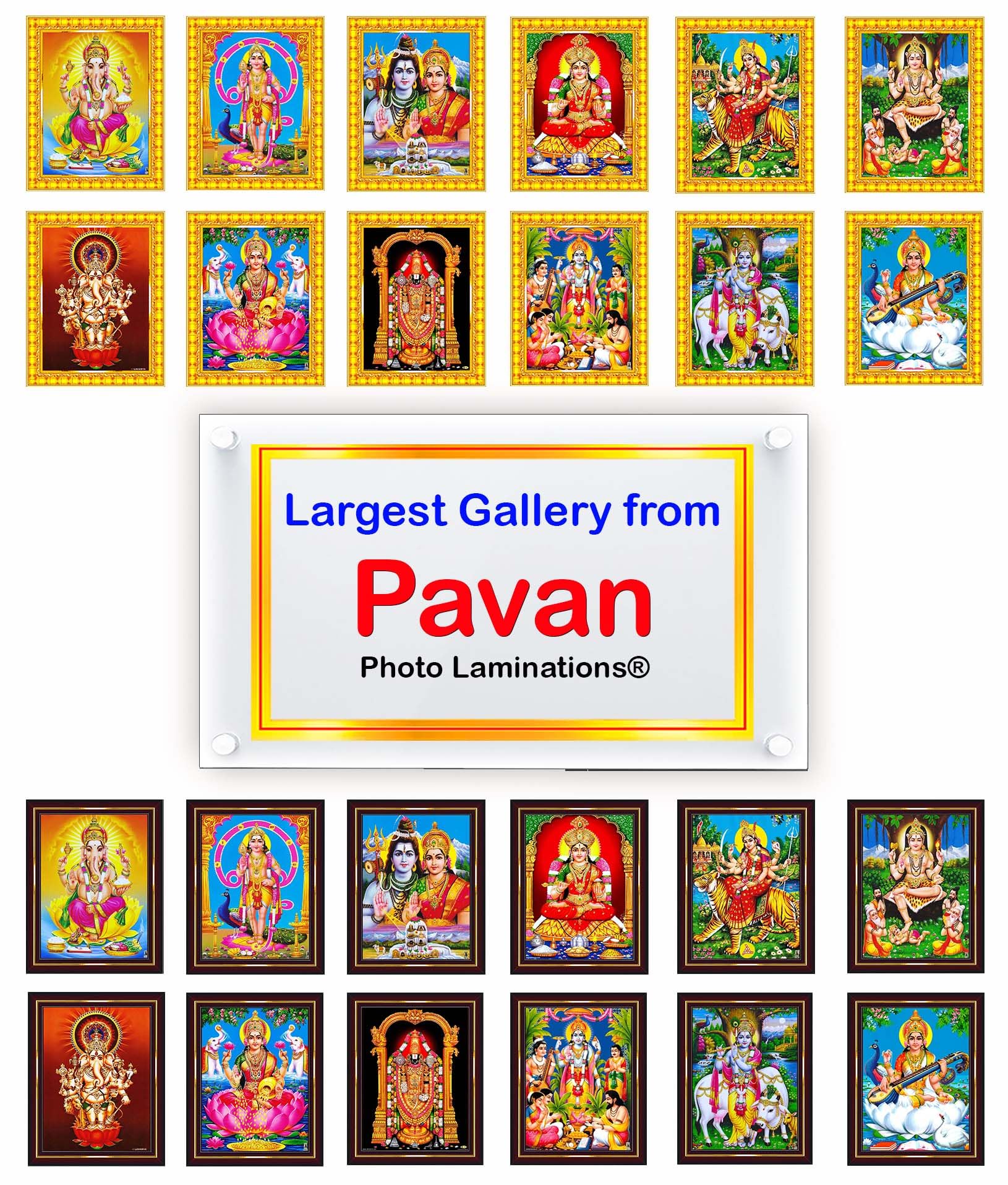 Pavan Photo Laminations Shiv Parivar Family Siva Parvati Lord Shiva Wall Painting Framed Home Decor (Wood,Matte,Gold,Big Size,10