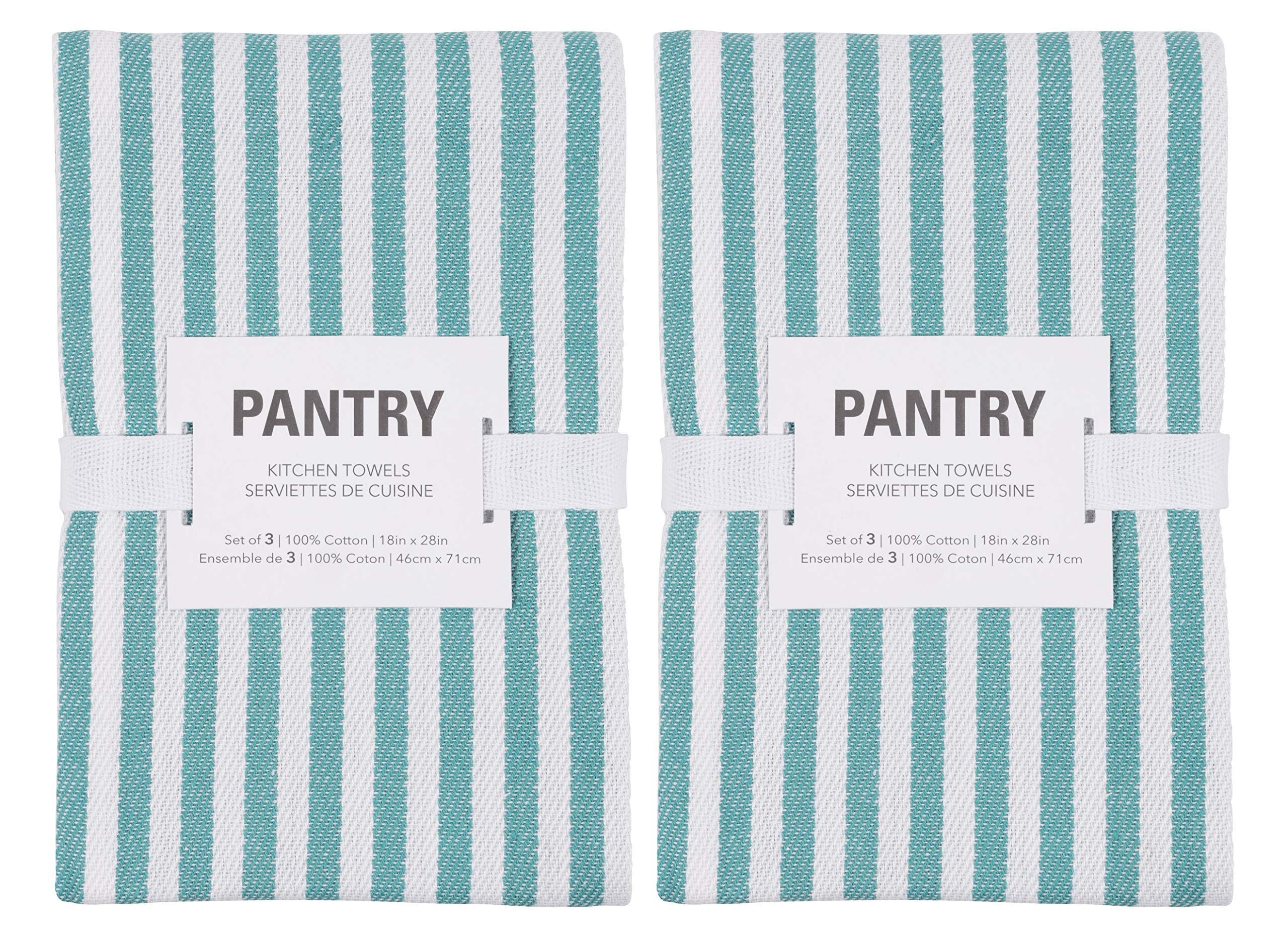 Kaf Home Premium Kitchen Towels (18'' X 28'', 6 Pack), Large 100% Cotton, Flat & Terry Absorbent Dish Towel Set (Teal)