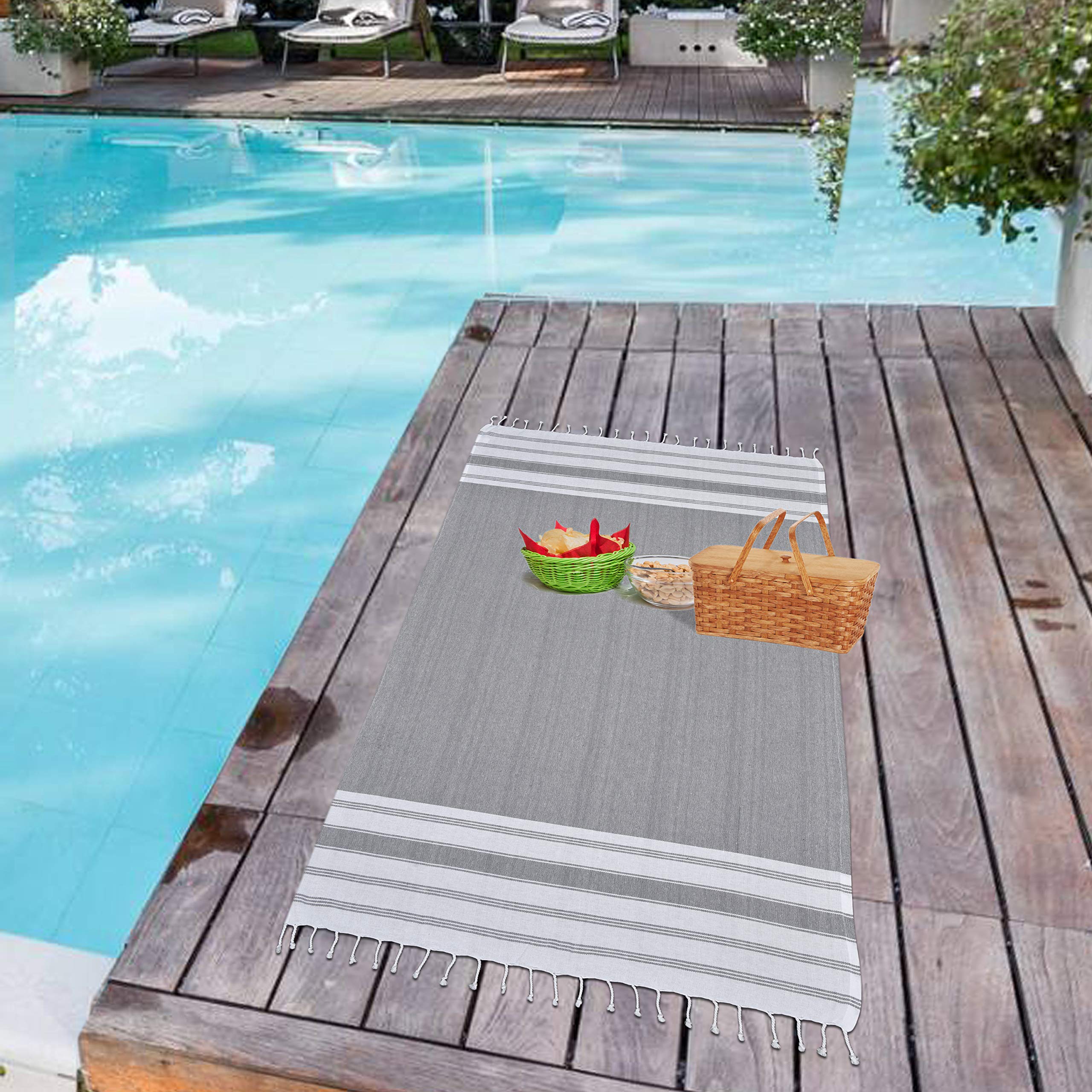 Glamburg Peshtemal Turkish Towel - Beach Towels Oversized 36X71 Set Of 6, Soft Durable Absorbent Extra Large Bath Sheet Hammam T