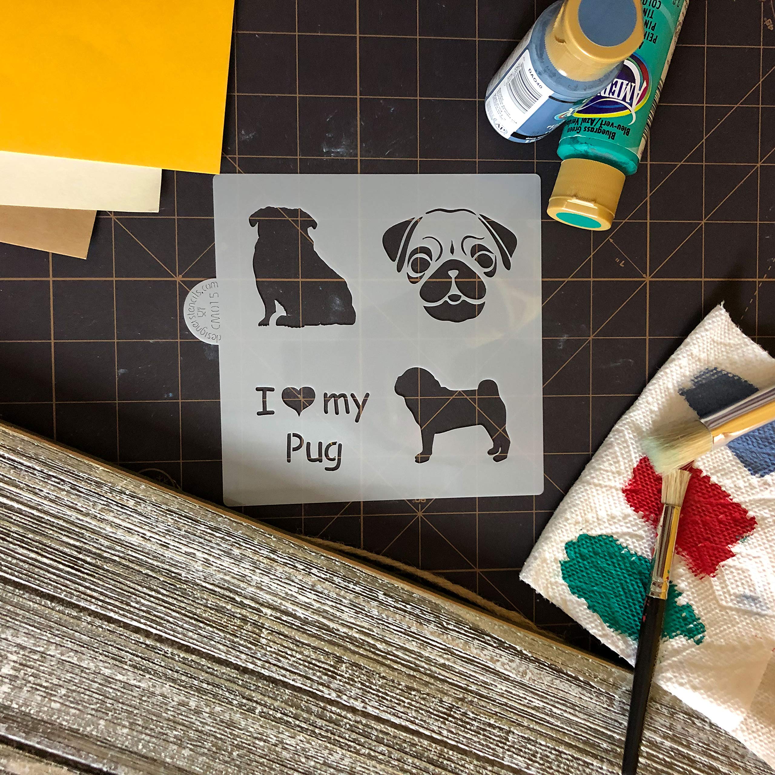 I Love My Pug Cookie And Craft Stencil By Designer Stencils