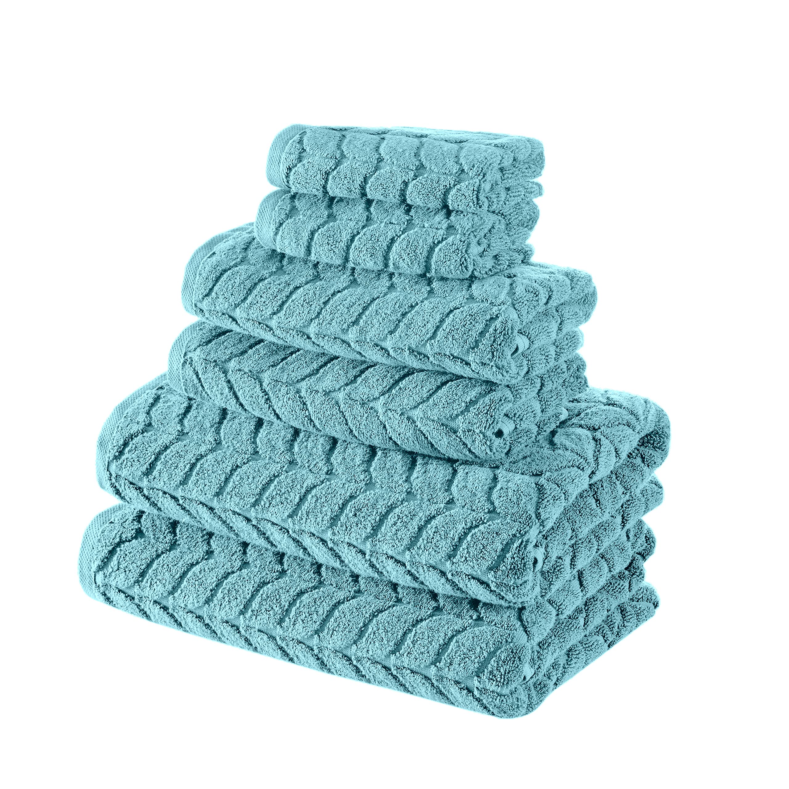 BAGNO MILANO 100% Turkish Cotton Jacquard Luxury Towel Set - Quick Dry Non-GMO Ultra-Soft  Plush and Absorbent Luxury Durable Turkish Towels Set (Aqua Green  4 Pcs Hand Towel Set)