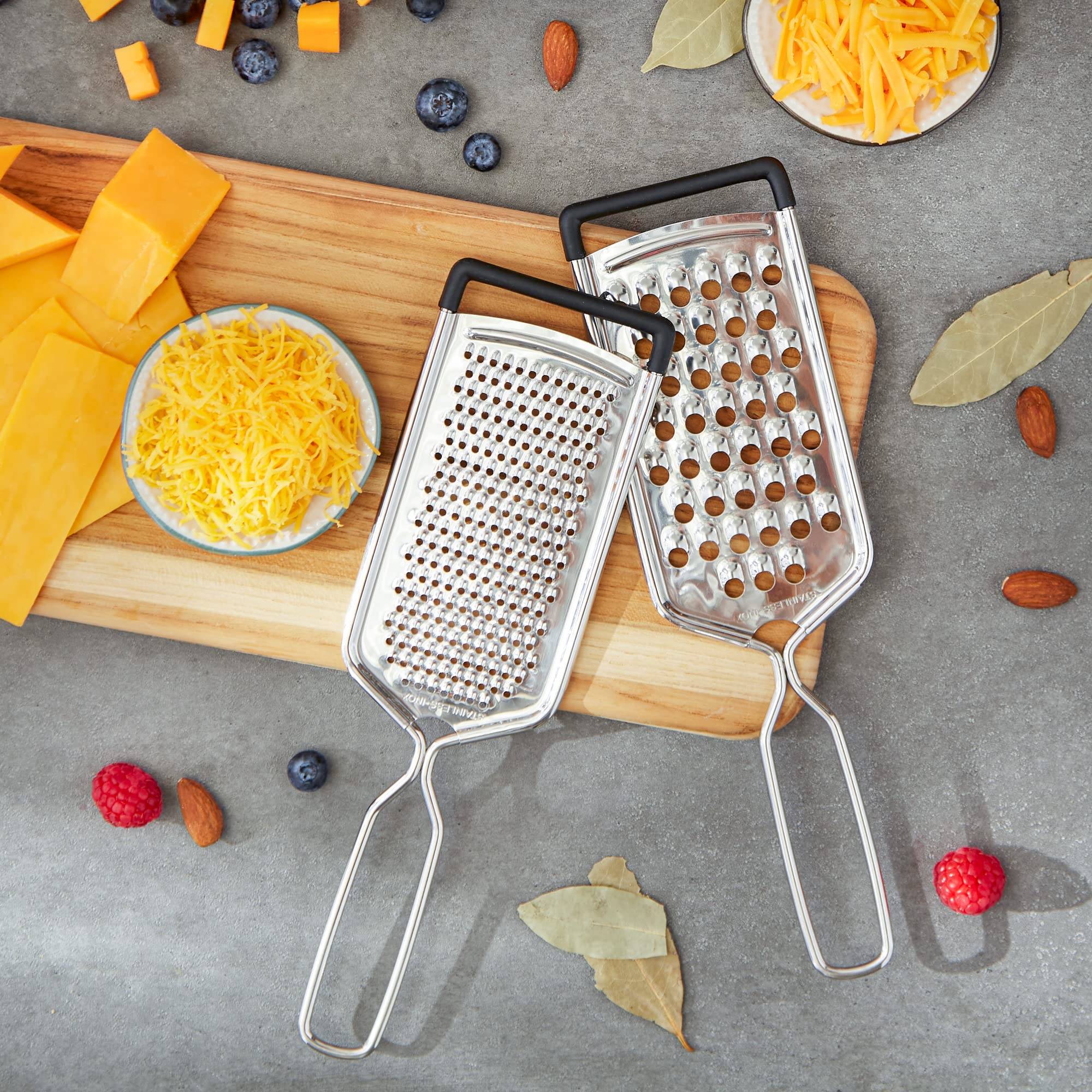 Rsvp International Endurance Kitchen Collection Multi-Use Cheese Grater Handheld Potato Slicer Shredder For Hard & Soft Cheeses,