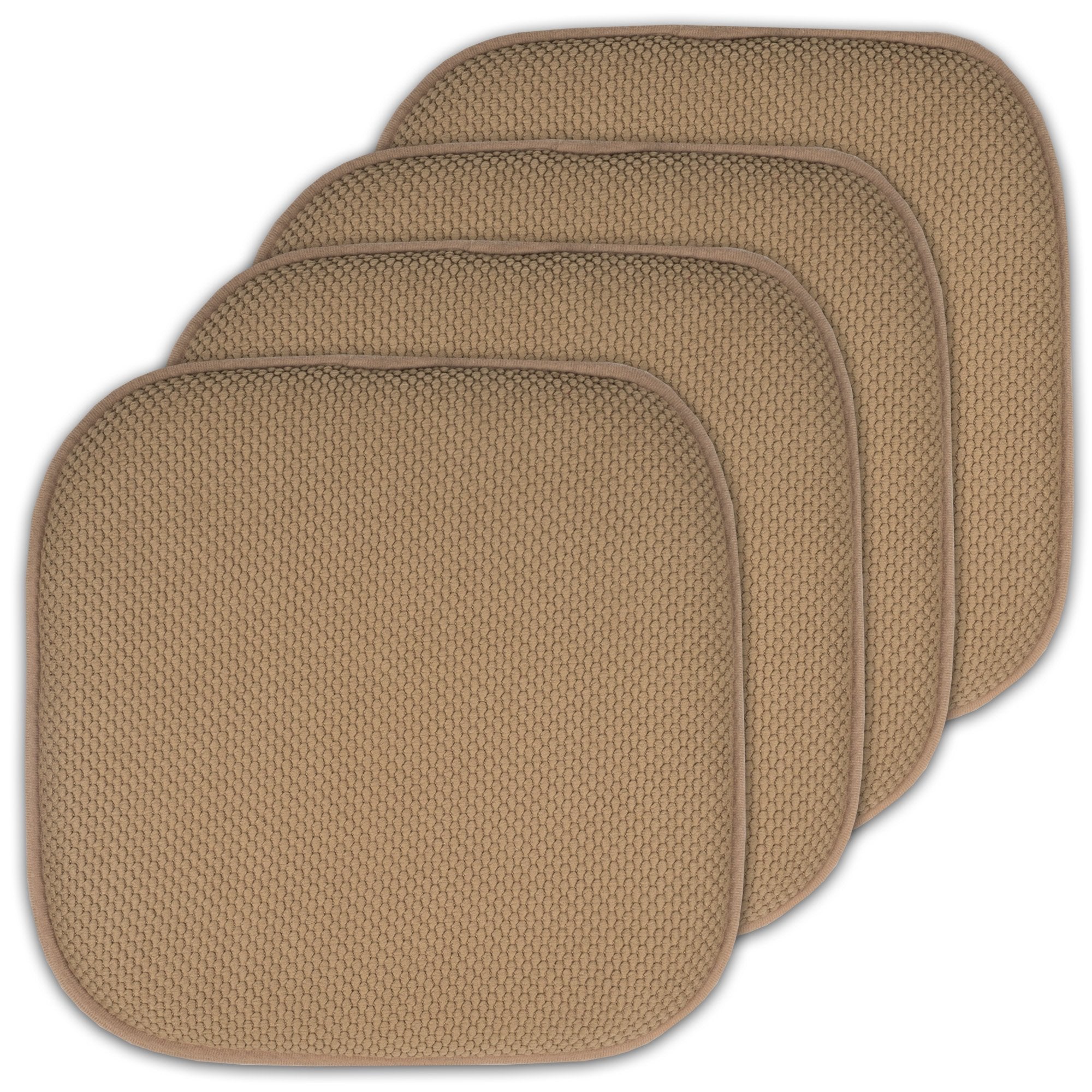 Sweet Home Collection 4 Pack Memory Foam Honeycomb Nonslip Back 16 X16 Chair/Seat Cushion Pad - Cpmf-4Pk-Taupe
