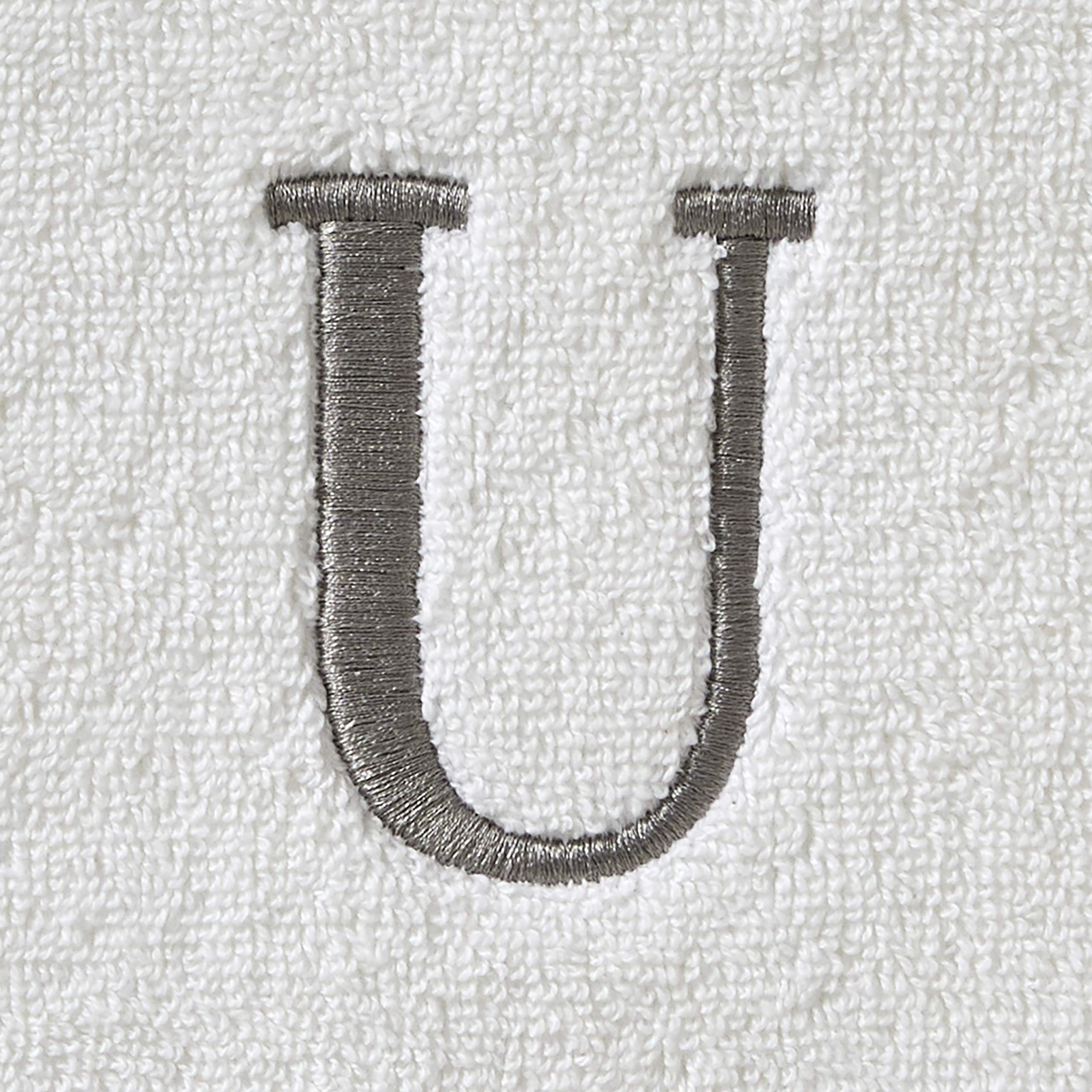 Skl Home Casual Monogram Hand Towel Set, U, 16X26, White 2 Count