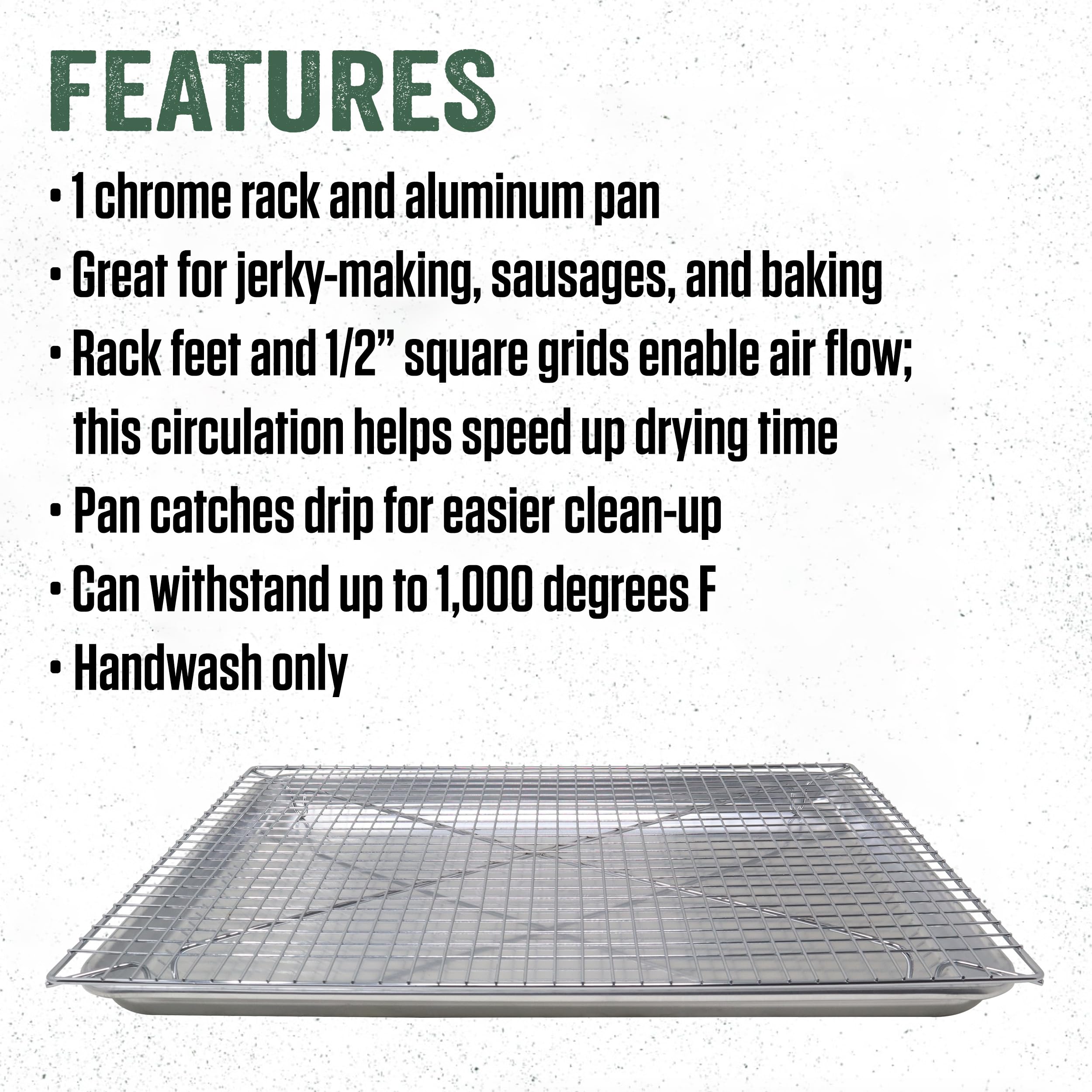 Lem Products 18'' By 13'' Jerky Pan And Rack Set, Prepare And Make Jerky, Chrome Rack And Aluminum Pan