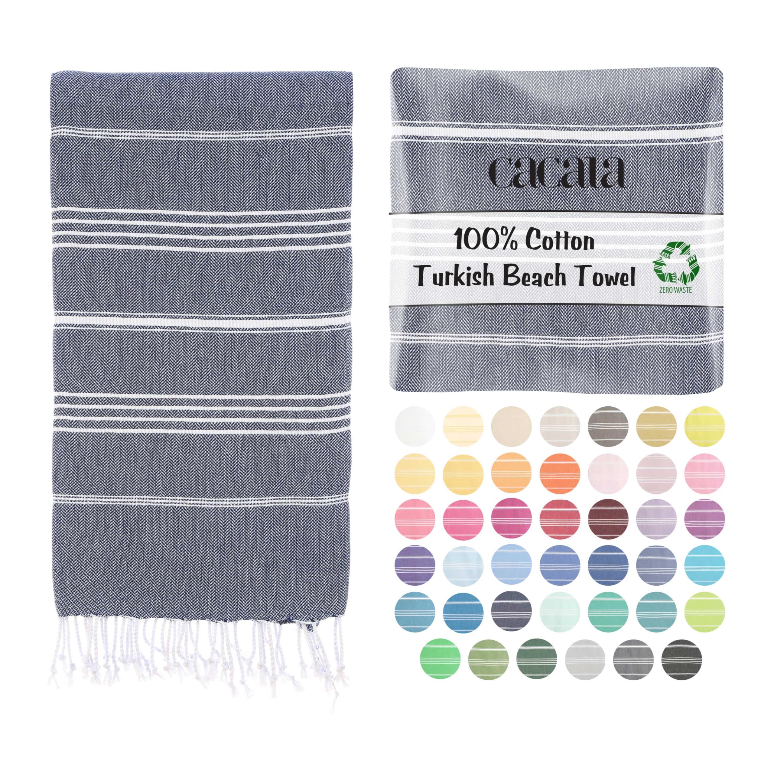 Cacala Lightweight And Thin Turkish Beach Towel 100% Cotton Sand-Free And Quick-Drying Goodness Perfect As An Extra Large Travel