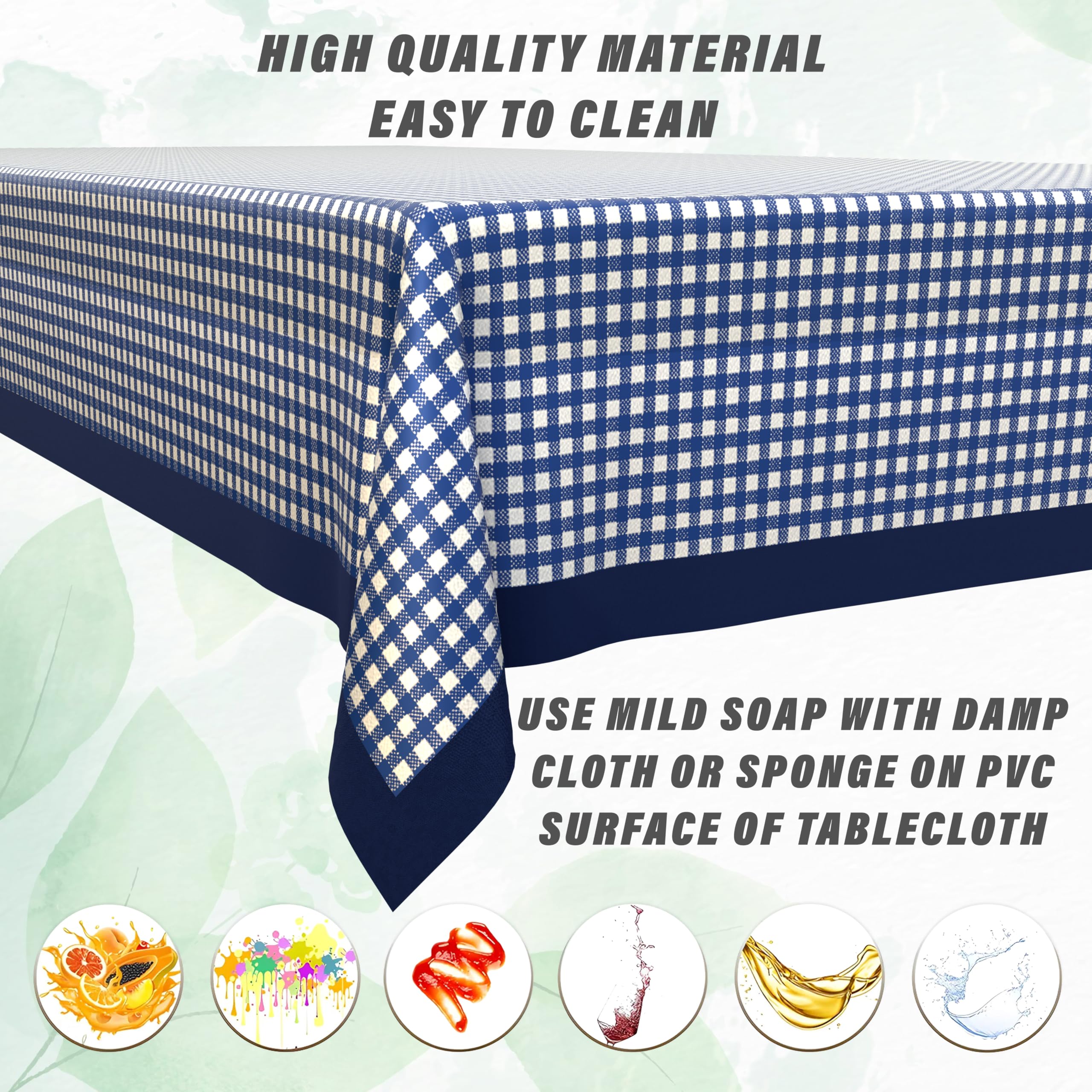 Kuber Industries Checkered Design Cotton 6 Seater Dining Table Cover 60''X90'' (Blue) - Ctktc040133