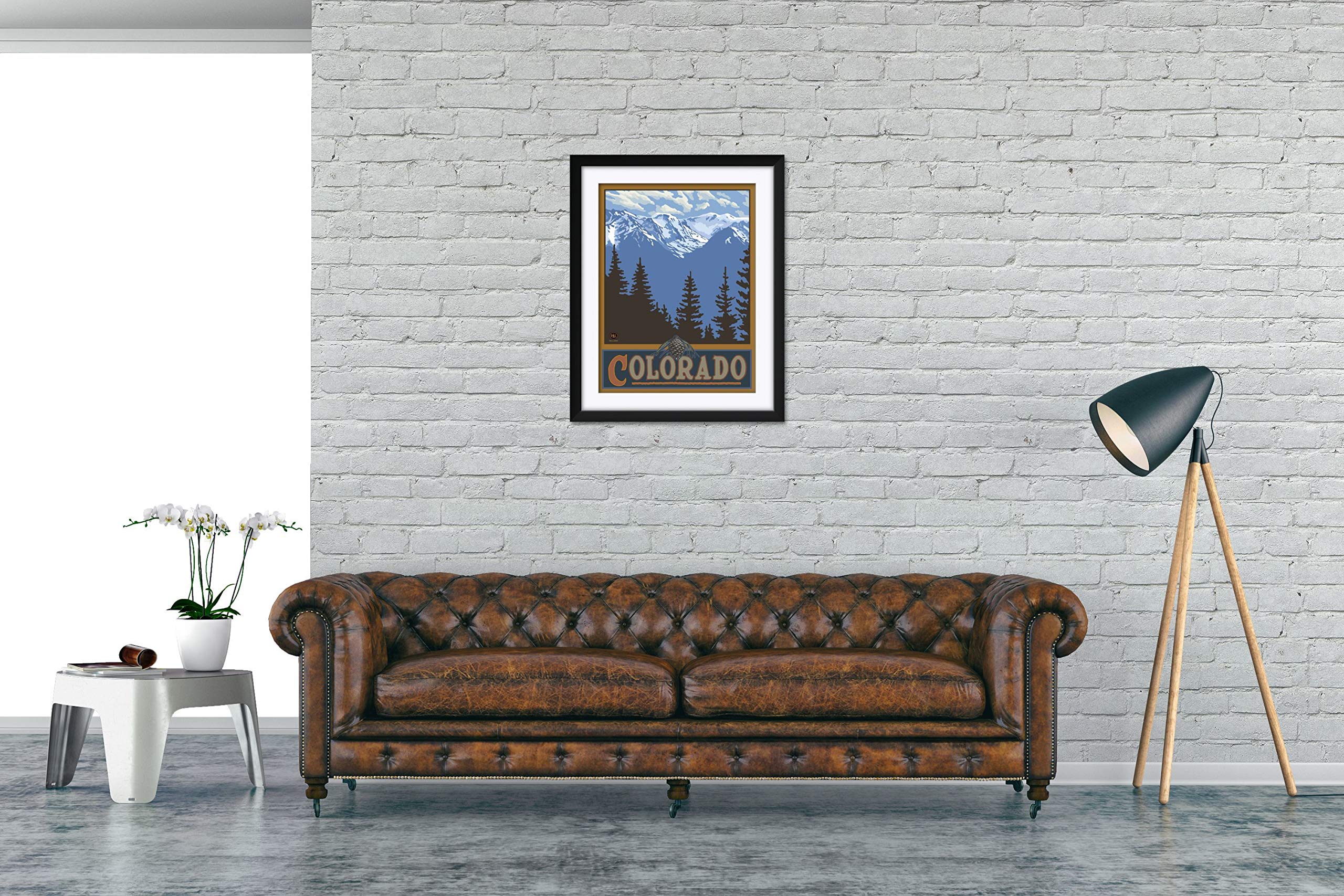 Colorado Snowy Mountain Ridges Professionally Framed & Matted Art Print From Travel Artwork By Artist Paul A. Lanquist Framed Ar