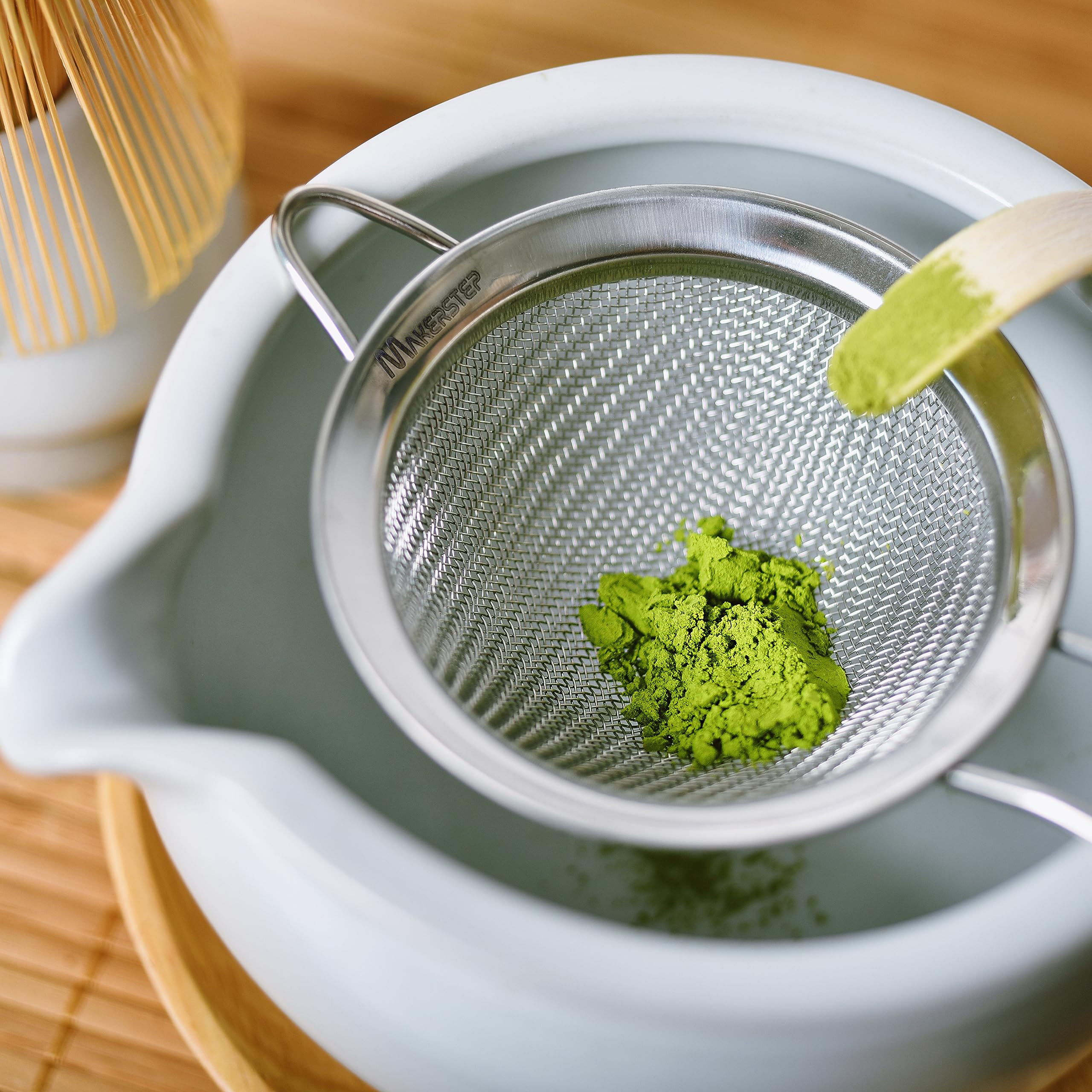 Makerstep 304 Stainless Steel Fine Mesh Strainers For Kitchen. Food Strainer Tea Strainer Coffee Strainer With Long Handle. 3.3