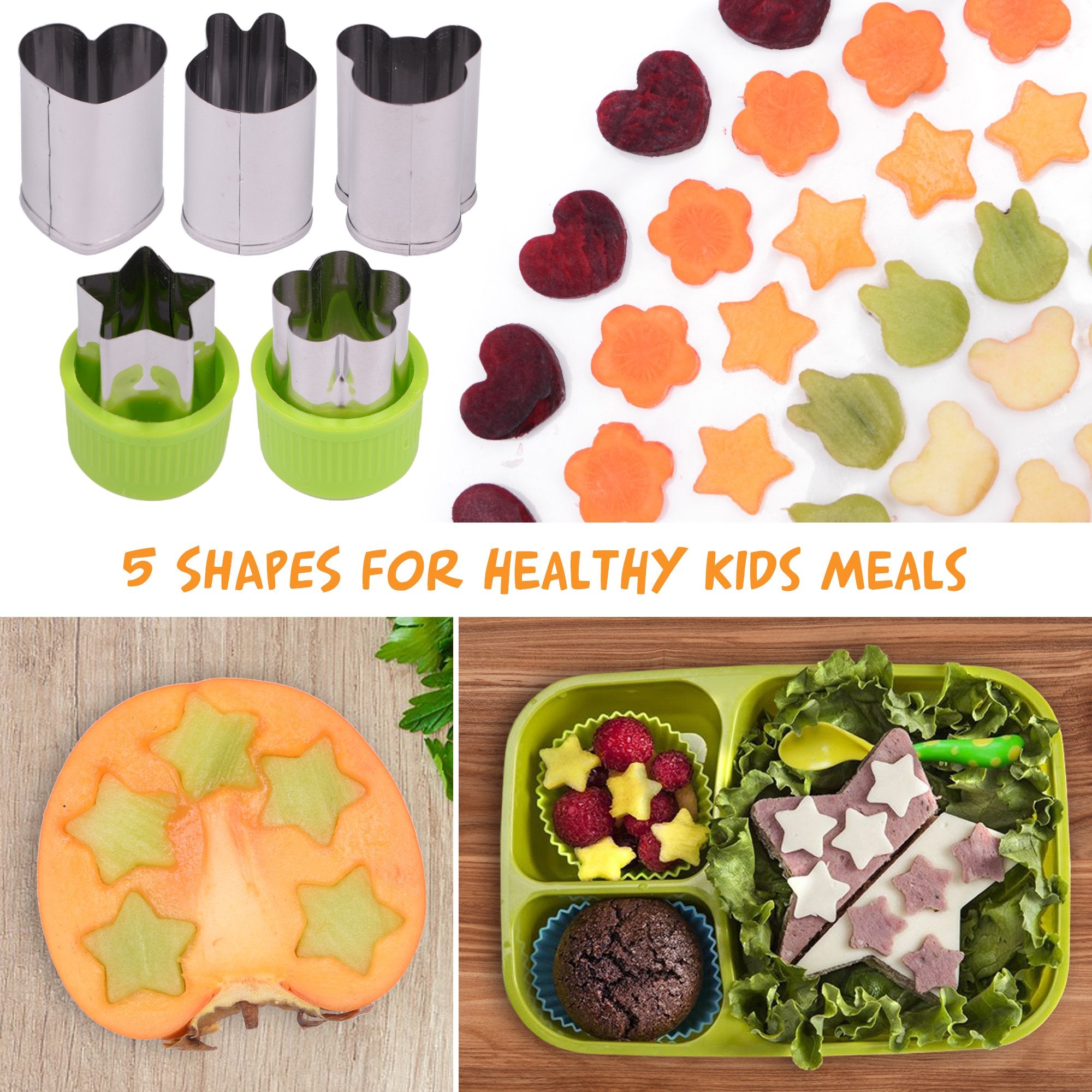 Sandwich Cutters For Kids, 20-Piece Set, 5 Kid Sandwich Cutters Shapes, 5 Vegetable Cutters Shapes, 10 Bento Deco