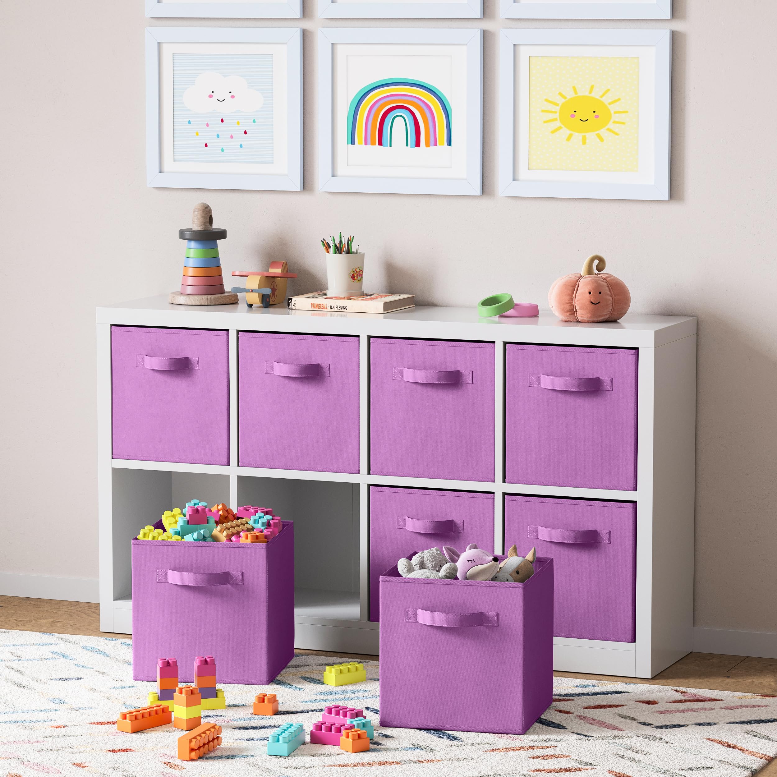 Royexe Cube Storage Baskets for Organizing - 11 Inch - Set of 8 Heavy-Duty Storage Cubes for Storage and Organization  Makes The Perfect Bins for Cubby Storage Boxes or Cube Storage Organizer (Purple)
