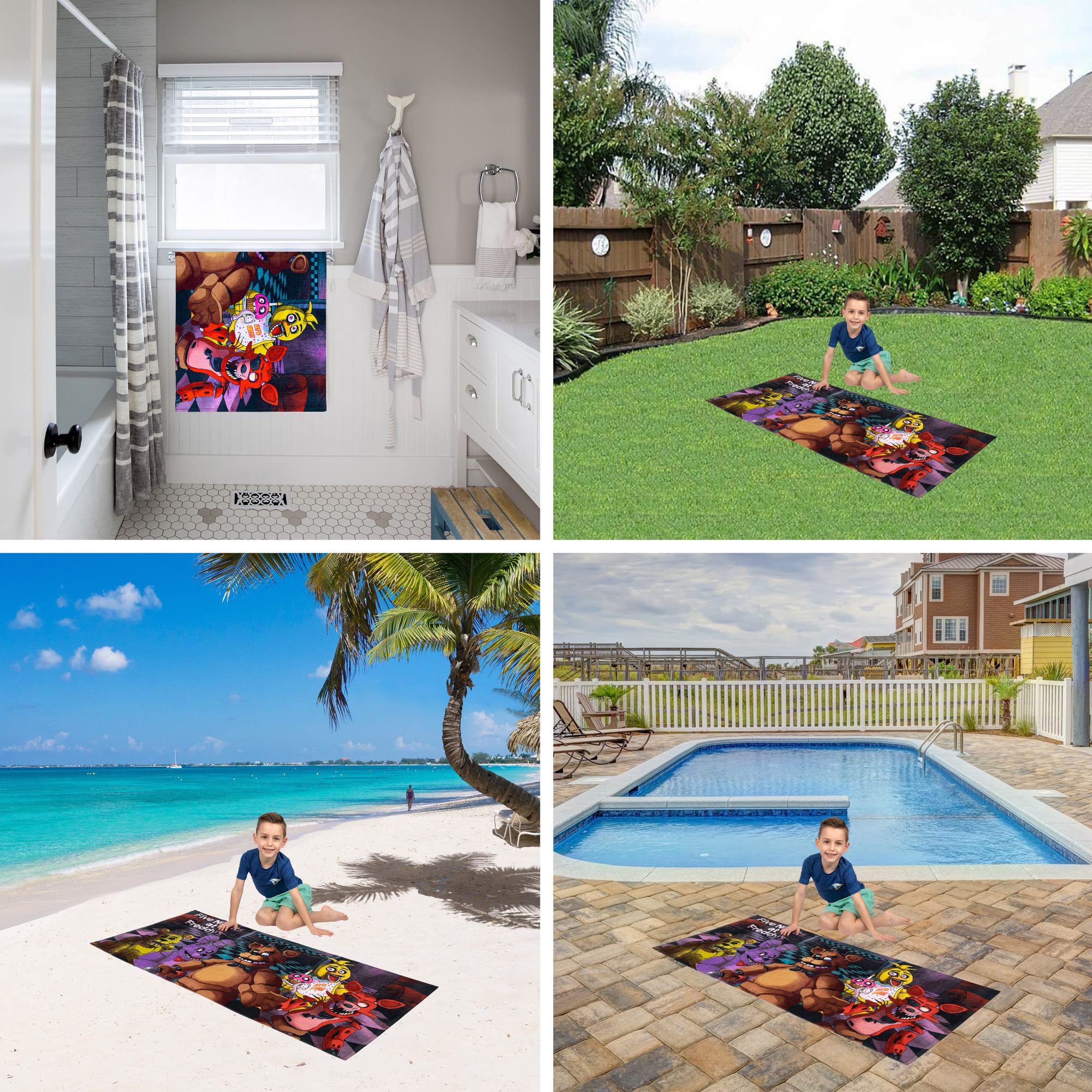 Franco Kids Super Soft Cotton Beach Towel, 58 in x 28 in, Five Nights At Freddys