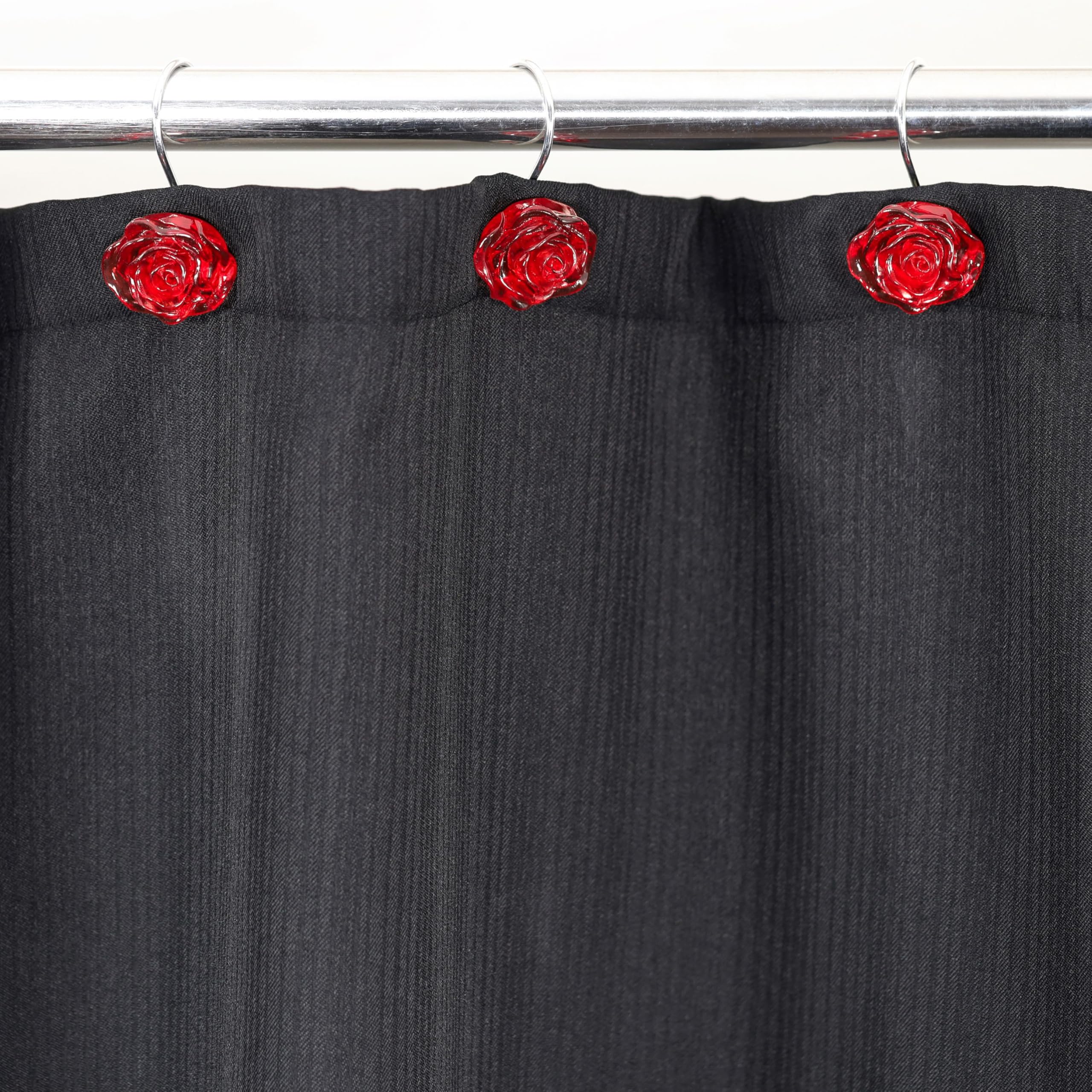 Red Rose Shower Curtain Hooks: Burgundy Crystal Glitter Ice Textured Decorative Hooks For Flower Leaf Plant Spring Themed Shower