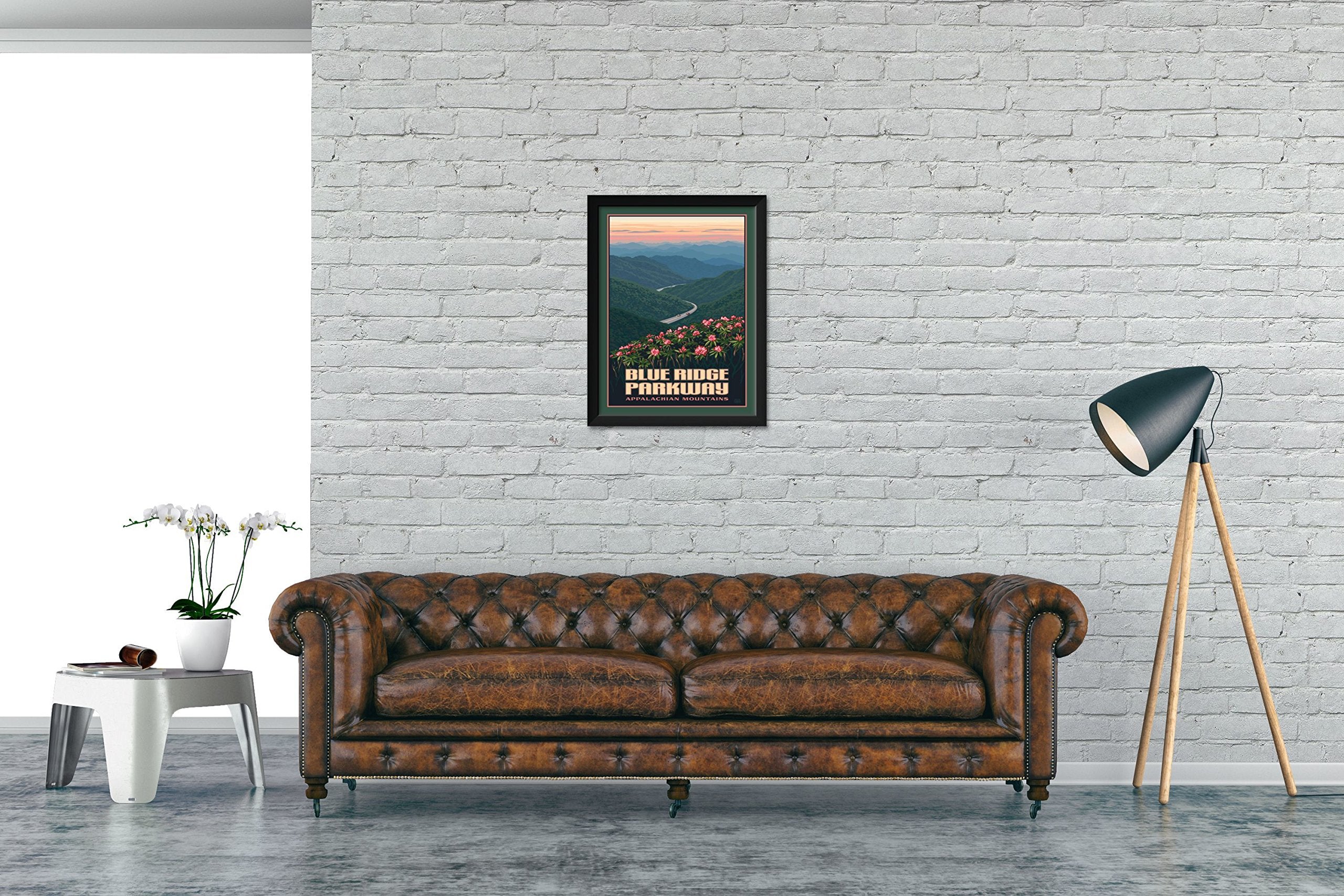 Blue Ridge Parkway Appalachian Mountains Professionally Framed Art Print From Travel Artwork By Artist Paul Leighton Framed Art
