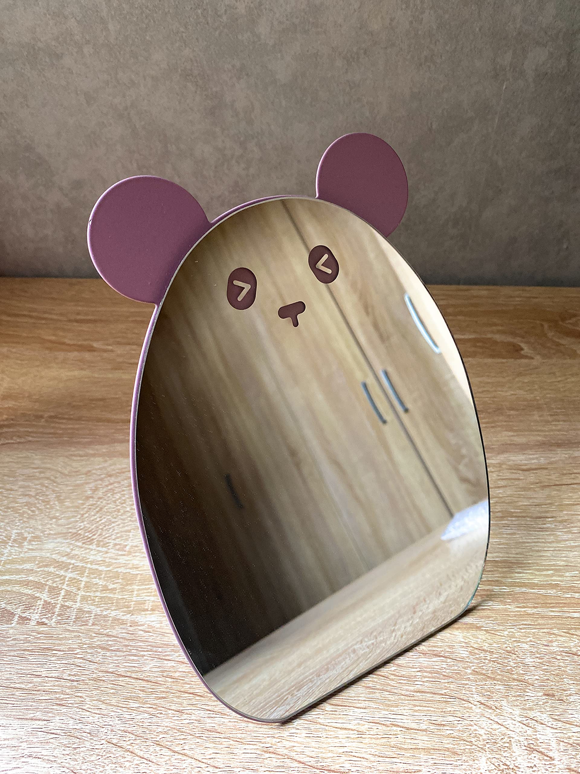Aeisage Kids Makeup Mirror Kawaii Compact Desktop Mirror For Girls Table Mirror Purple Panda With Stand Mirror Cute For Desk, 6