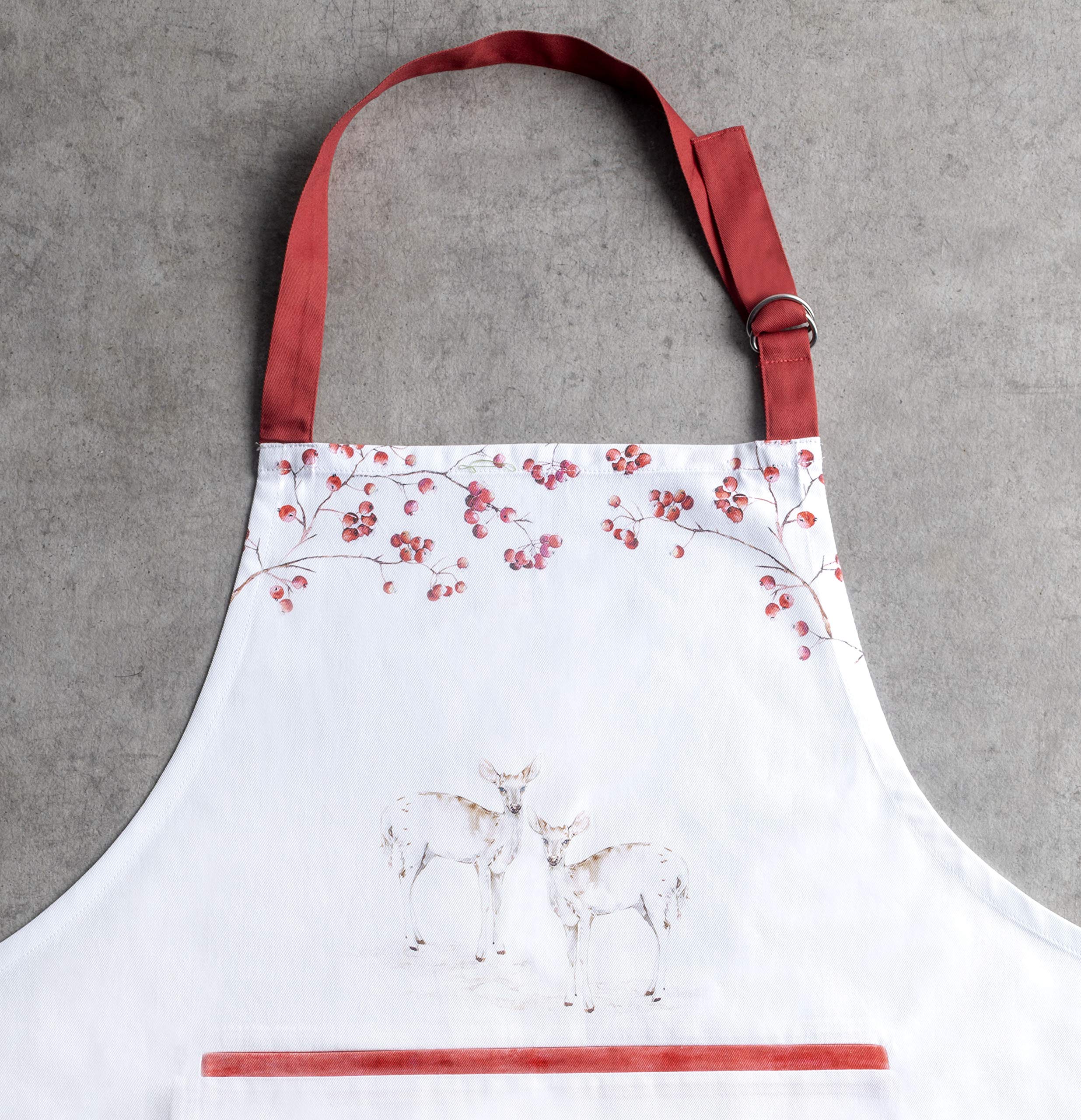 Maison D' Hermine Fairytale Forest 100% Cotton 1 Piece Kitchen Apron With An Adjustable Neck & Hidden Centre Pocket With Long Ti